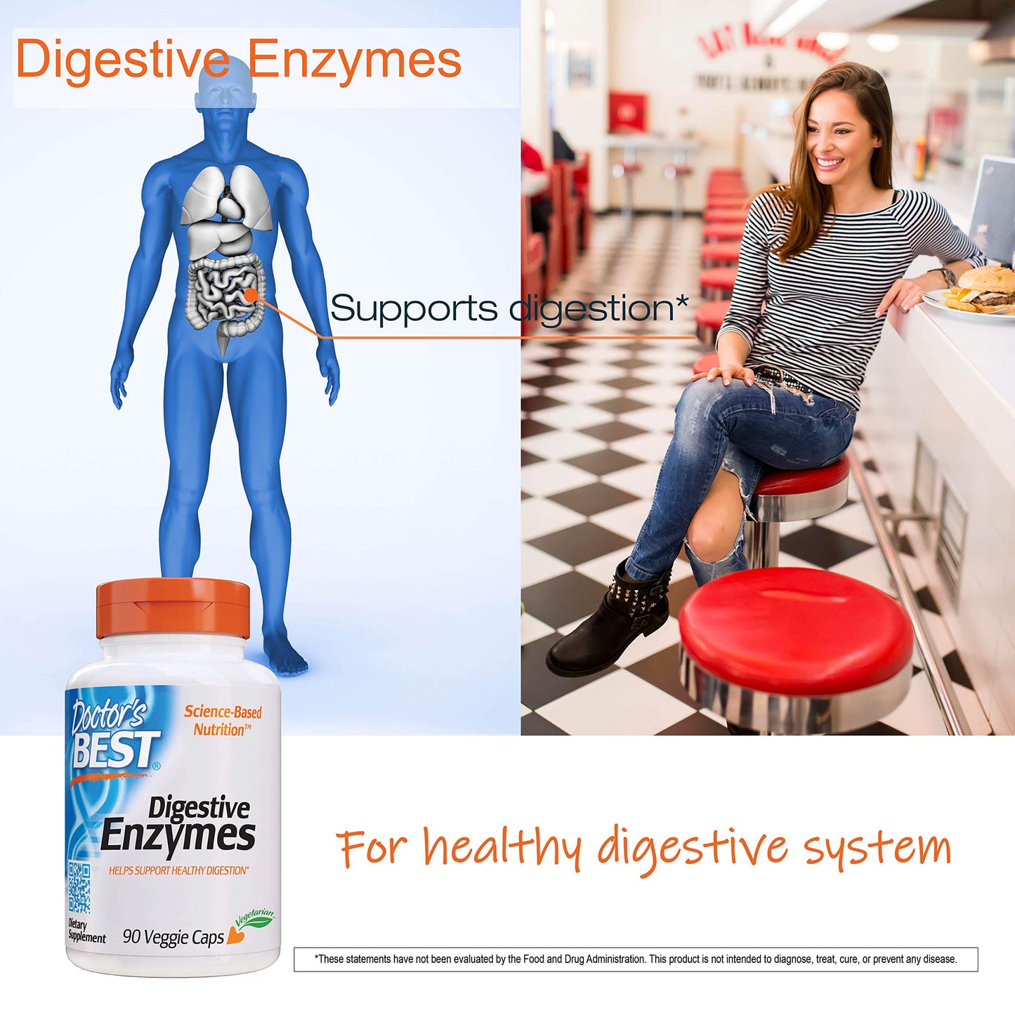 Doctor's Best Digestive Enzymes Non-GMO Vegetarian Gluten Free, 90 Cap