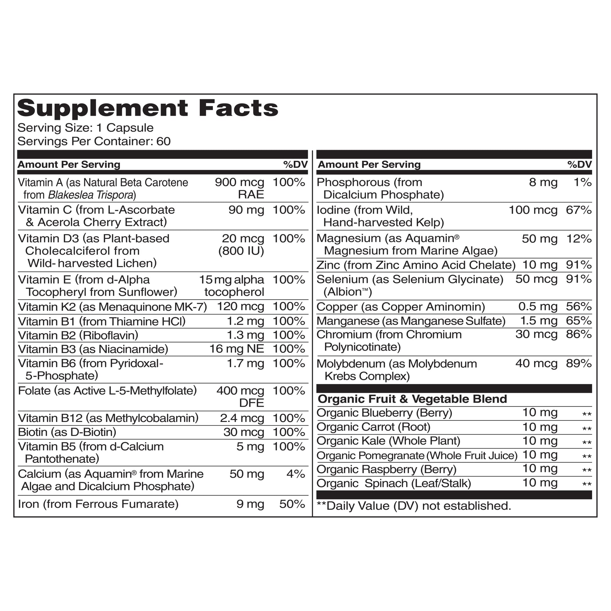 NATURELO One Daily Multivitamin for Women - Energy Support - Whole Food Supplement NATURELO