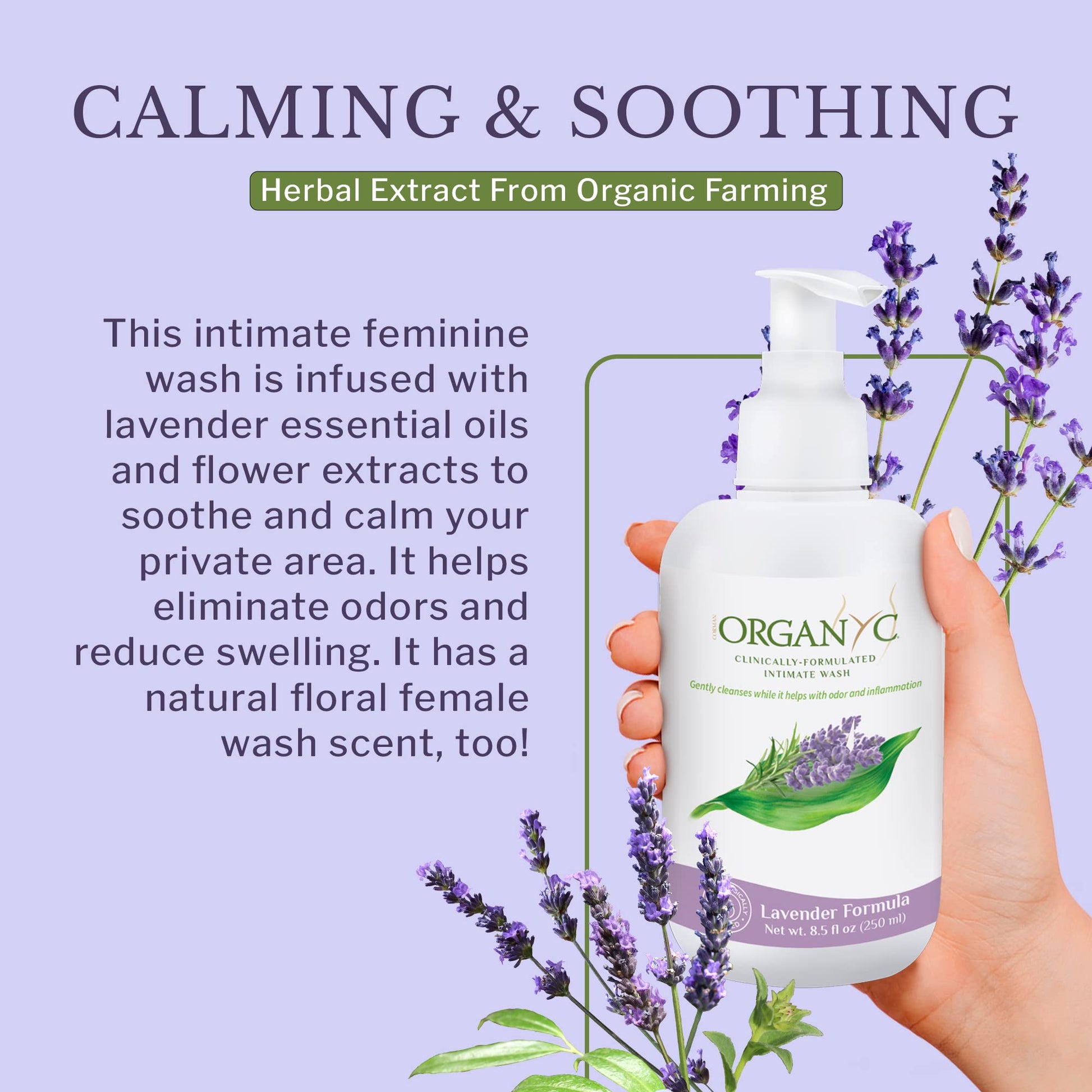 Organic Intimate Wash with Lavender Essential Oils & Flower Extracts, Gentle Cleansing Feminine Organyc