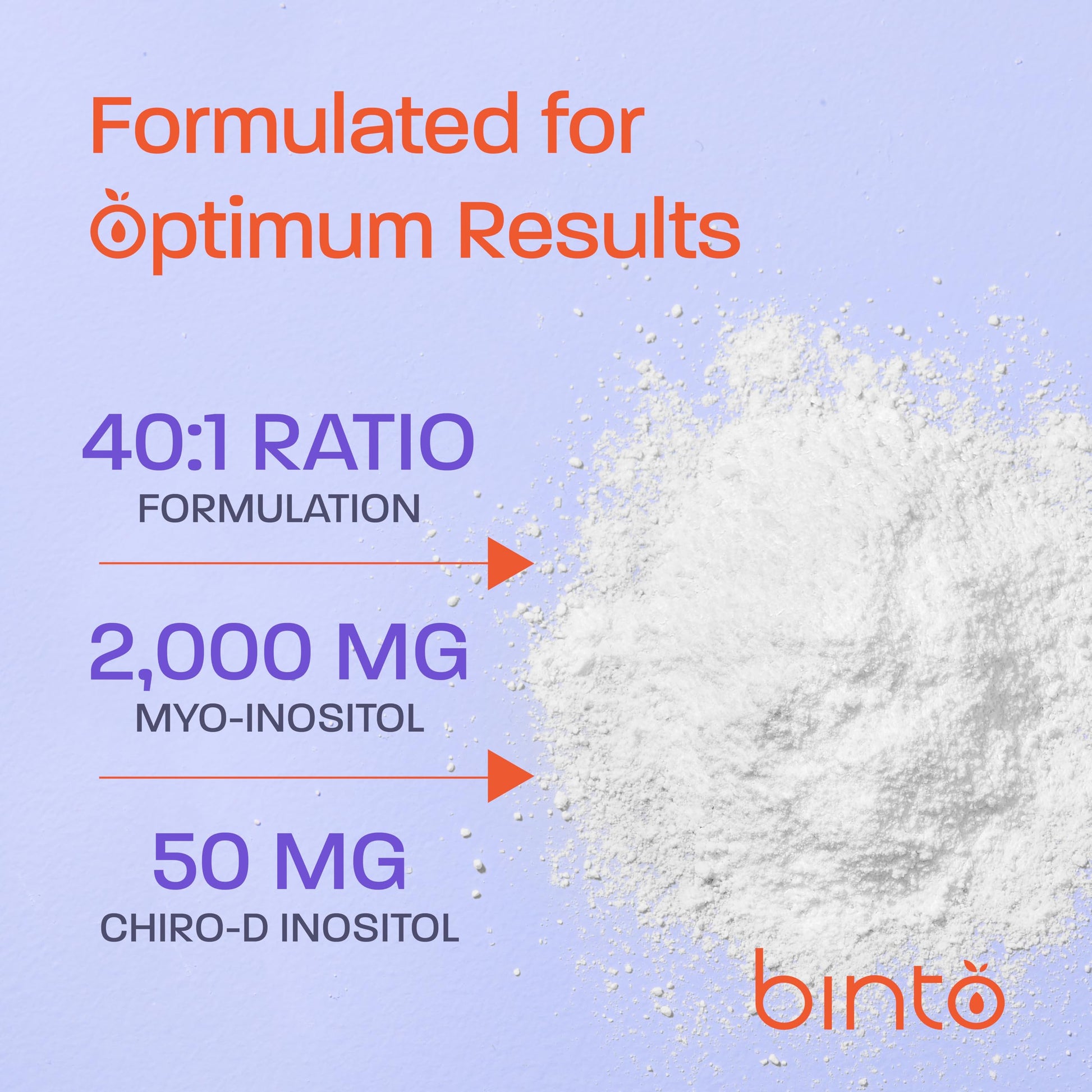 Binto Inositol Powder Mix | 60-Day Supply | 40:1 Ratio of Myo and D-Chiro Inositol Binto