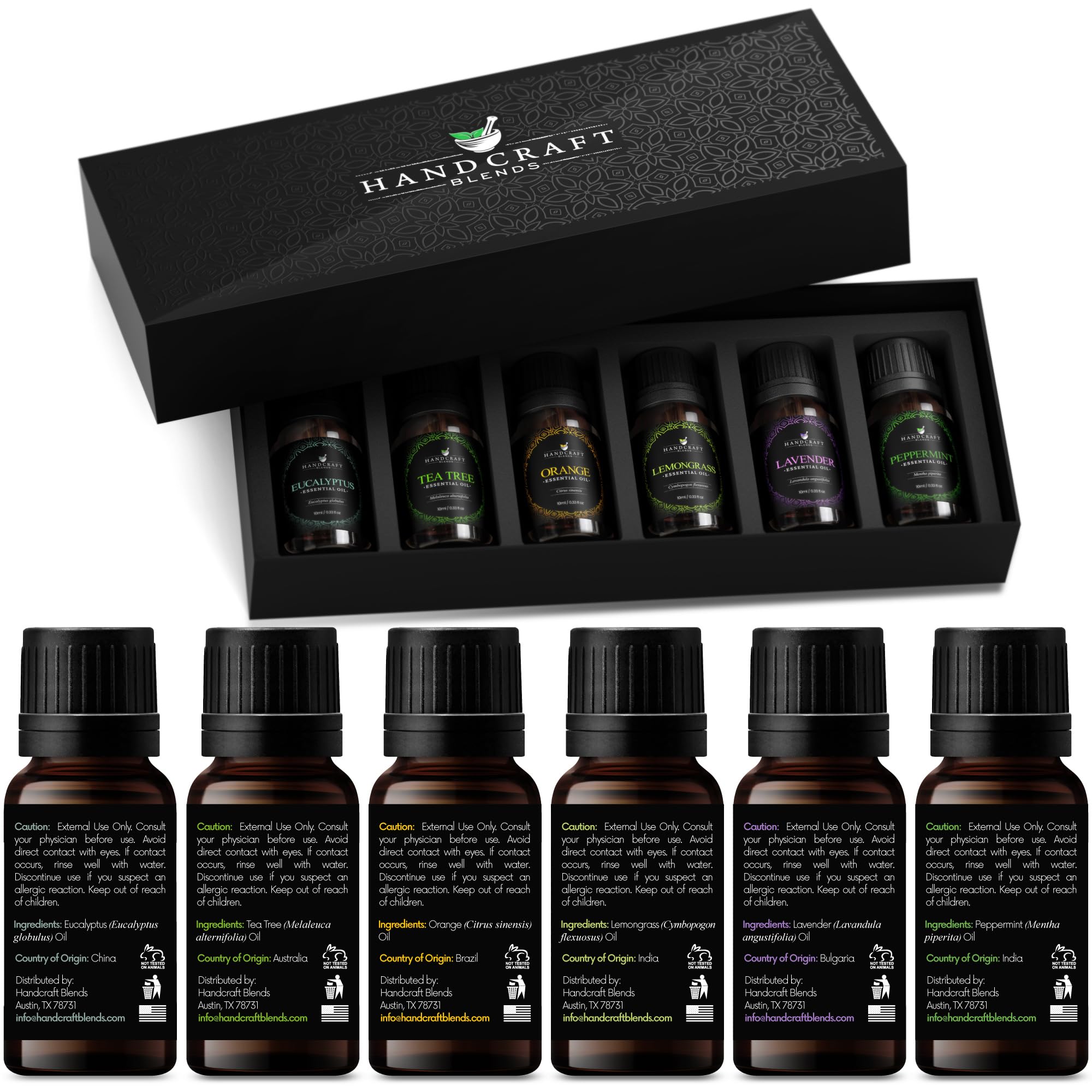 Handcraft Essential Oils Set – Top 6 Essential Oil Diffuser Oils for Home, Candle Making, Aromatherapy Oils Handcraft Blends