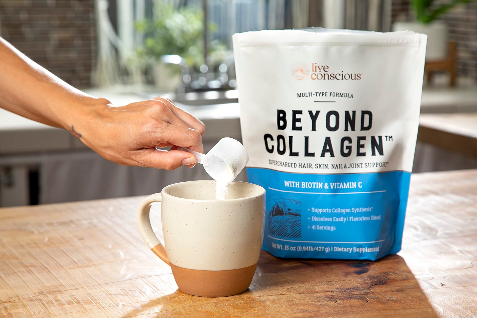 Live Conscious Beyond Collagen Multi Collagen Powder for Women w/Types I, II, III, V & X Live Conscious