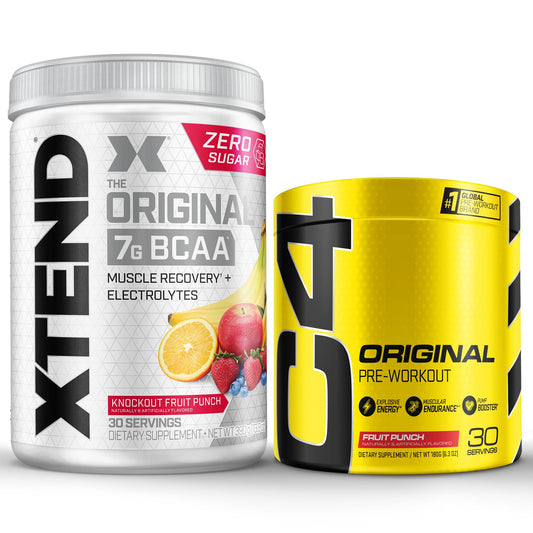 Cellucor Pre Workout & BCAA Bundle, C4 Original Pre Workout Powder, Fruit Punch
