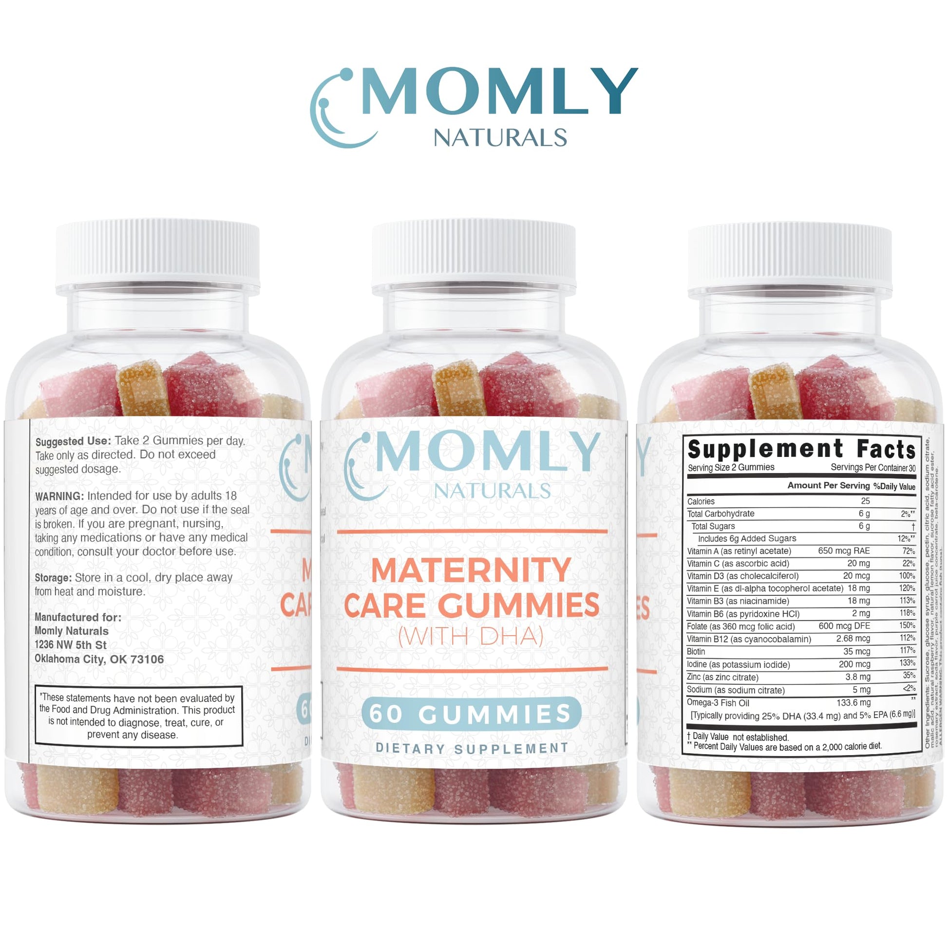 Momly Naturals Maternity Care Gummies Prenatal Vitamins - Prenatal Gummies w/DHA, Vitamin D3 Momly Naturals