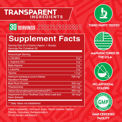 The Supplement Co Nocturnal Pre Workout - No Caffeine Night Time Preworkout for Men & Women for High Energy and Massive Pumps - Cherry Limeade, 30 Servings