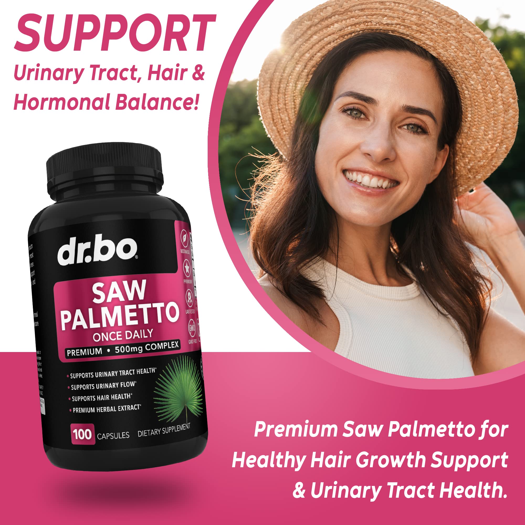 Saw Palmetto for Women Hair Loss - DHT Blocker for Women Hair Growth Plus Bladder DR. BO