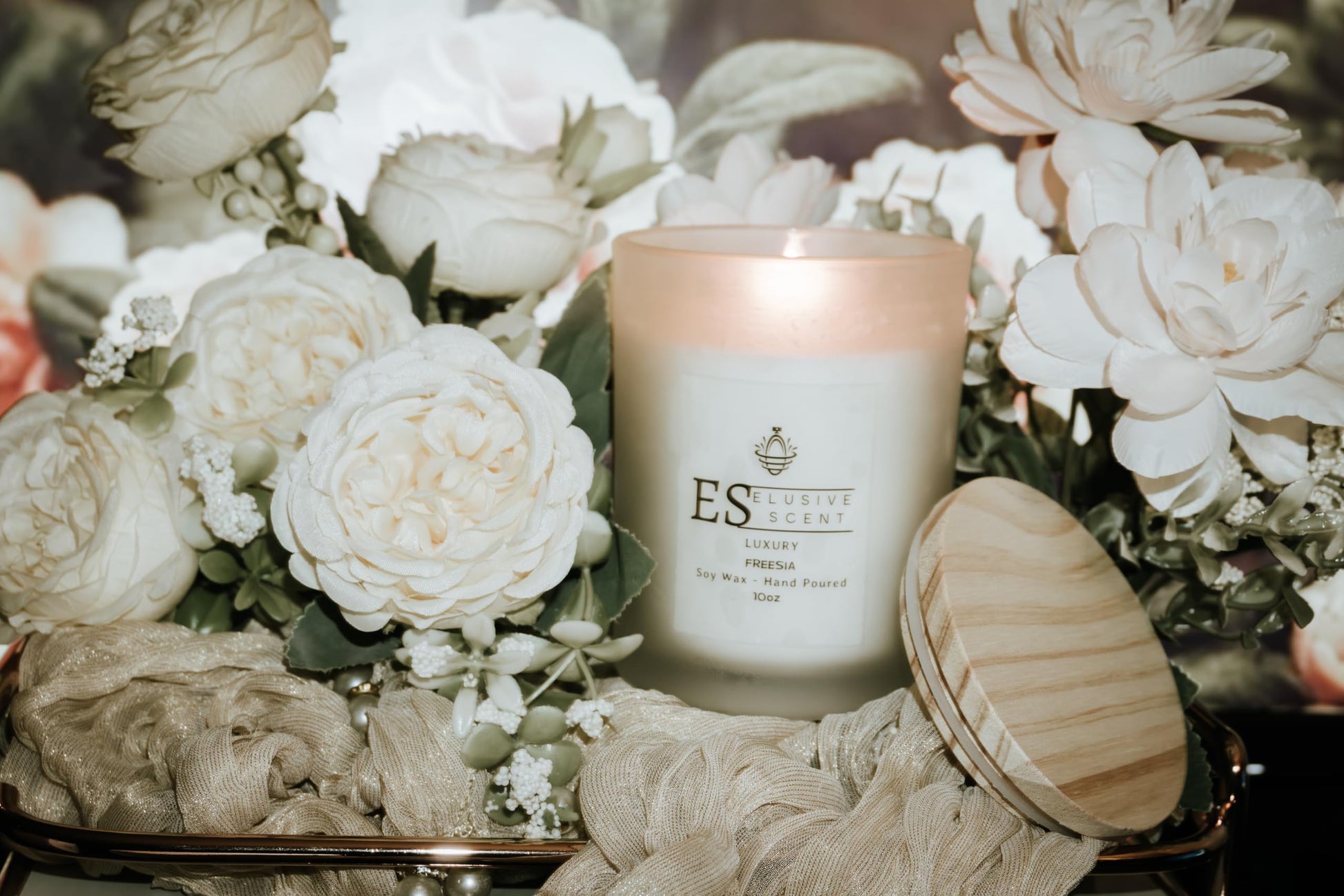 Freesia | 10oz | Luxury Candle | Scented Candle | Aromatherapy | Essential Fragrance Oils | 100% Soy Wax Elusive Scent