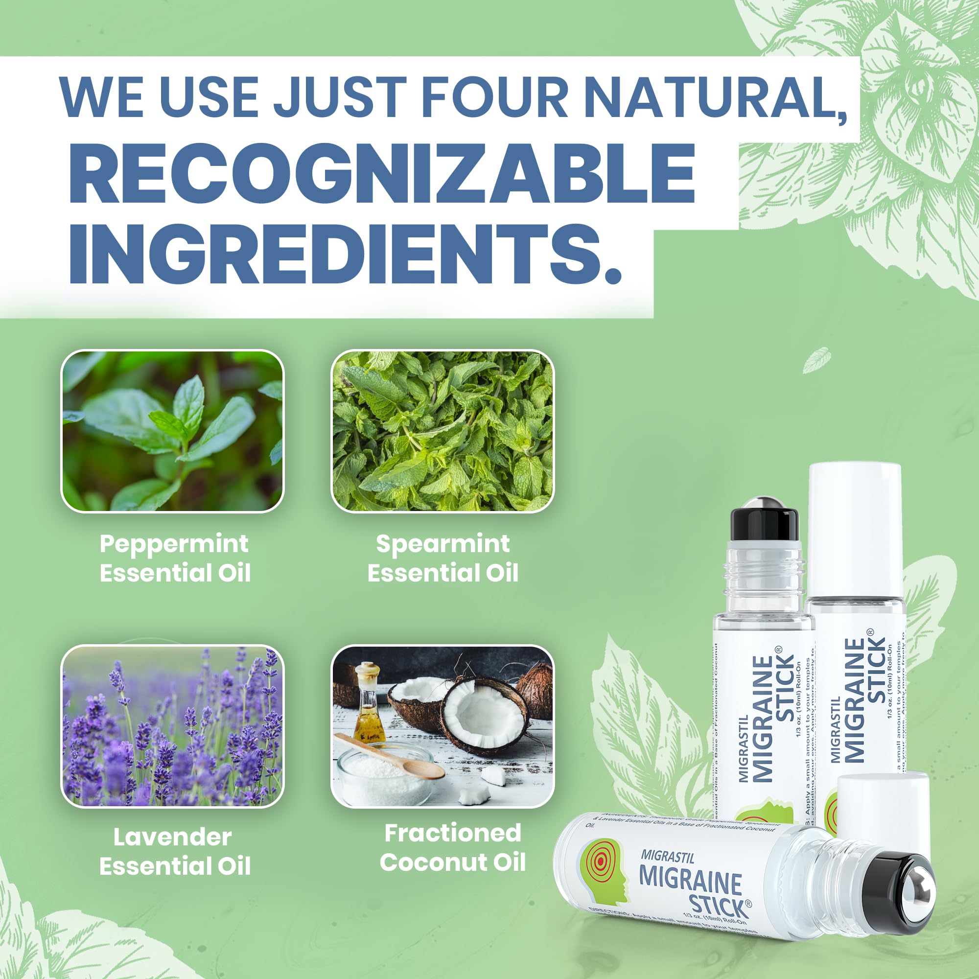 Migrastil Migraine Stick® Rollon - Fast Cooling Comfort for Your Head. Aromatherapy with Peppermint