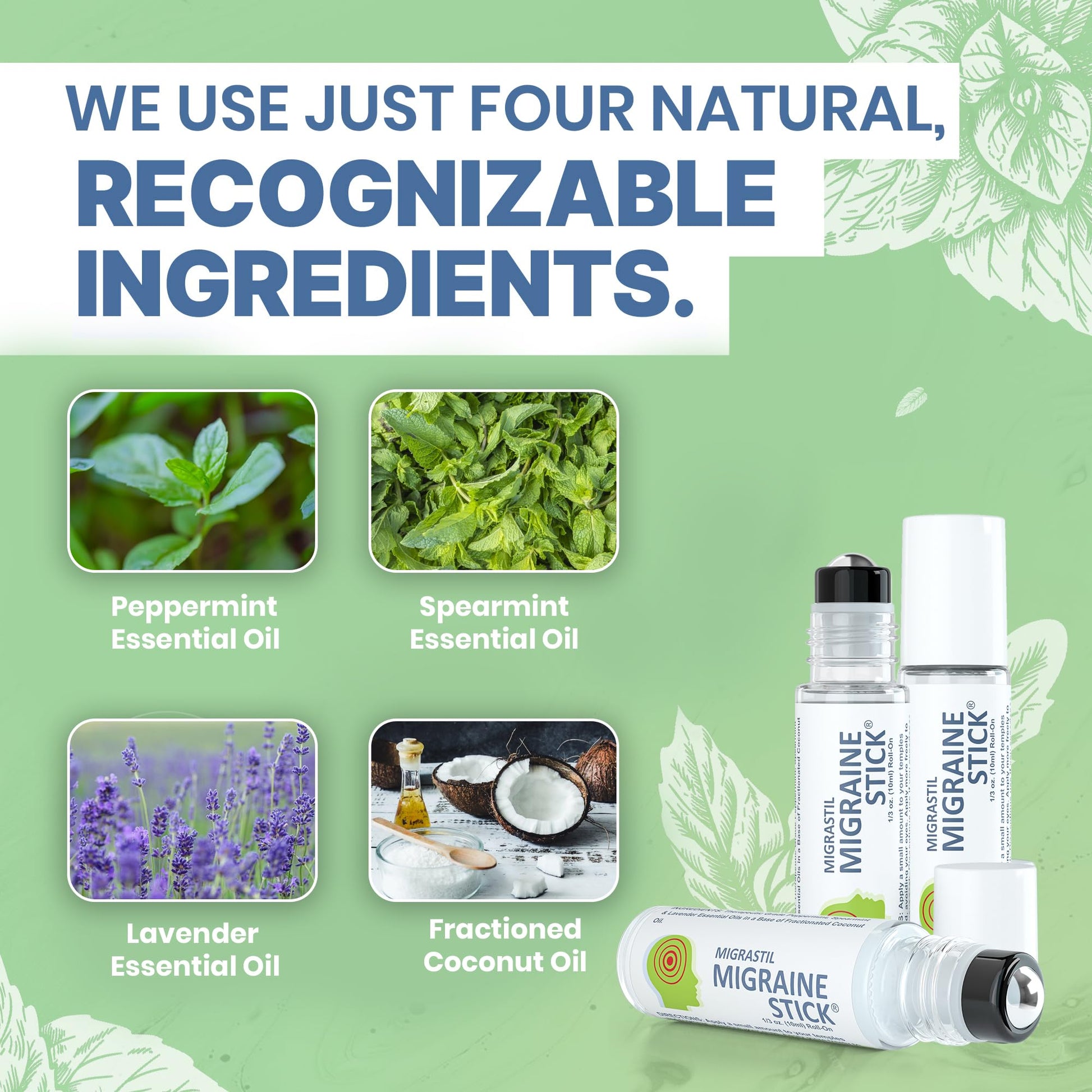 Migrastil Migraine Stick® Rollon - Fast Cooling Comfort for Your Head. Aromatherapy with Peppermint Basic Vigor