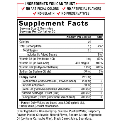 Force Factor LeanFire Thermo Gummies with B12 Vitamins, Caffeine, & Green Coffee Bean