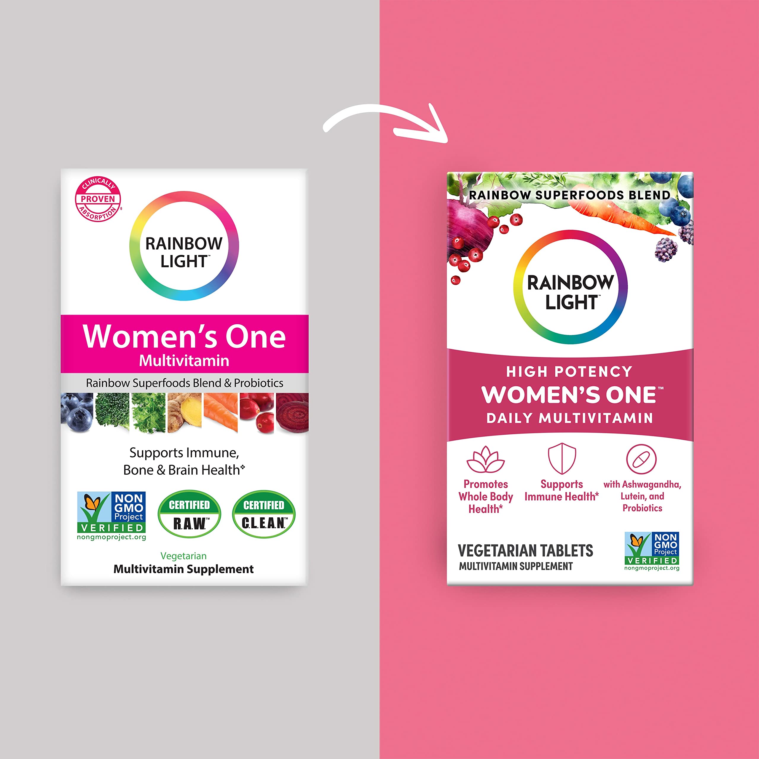 Rainbow Light Womens One High-Potency Daily Multivitamin, Womens Multivitamin Provide Rainbow Light