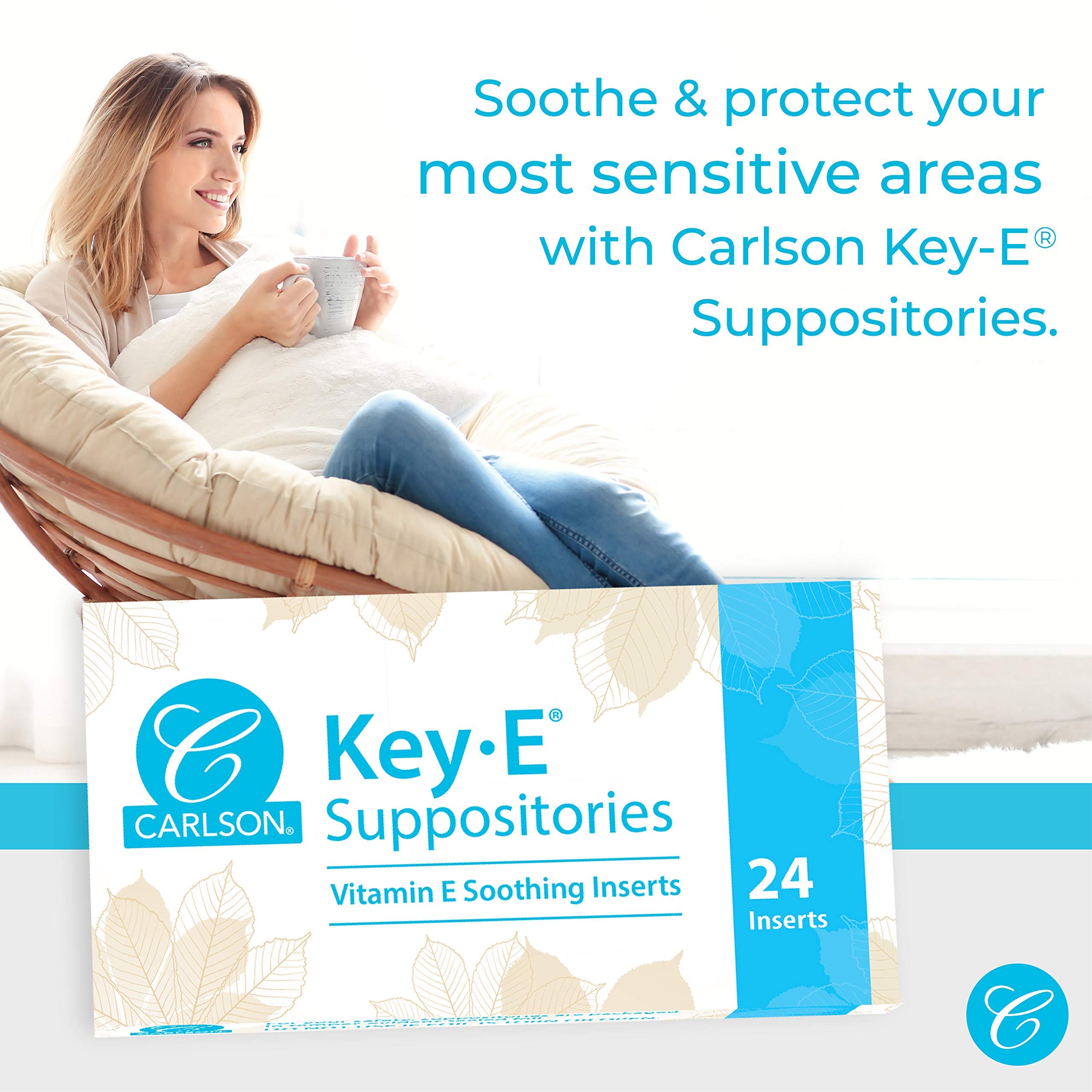 Carlson Labs Key-E Suppositories Vitamin E Soothing Inserts (2 Packages of 24 Inserts, 48Count) Carlson
