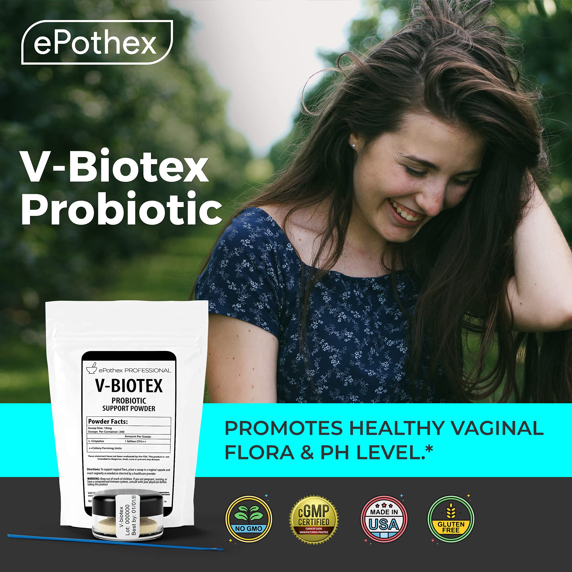 EPOTHEX V-Biotex - Pure L. Crispatus Probiotic Powder | Vaginal Probiotic | Promotes Vaginal & Urinary Health EPOTHEX
