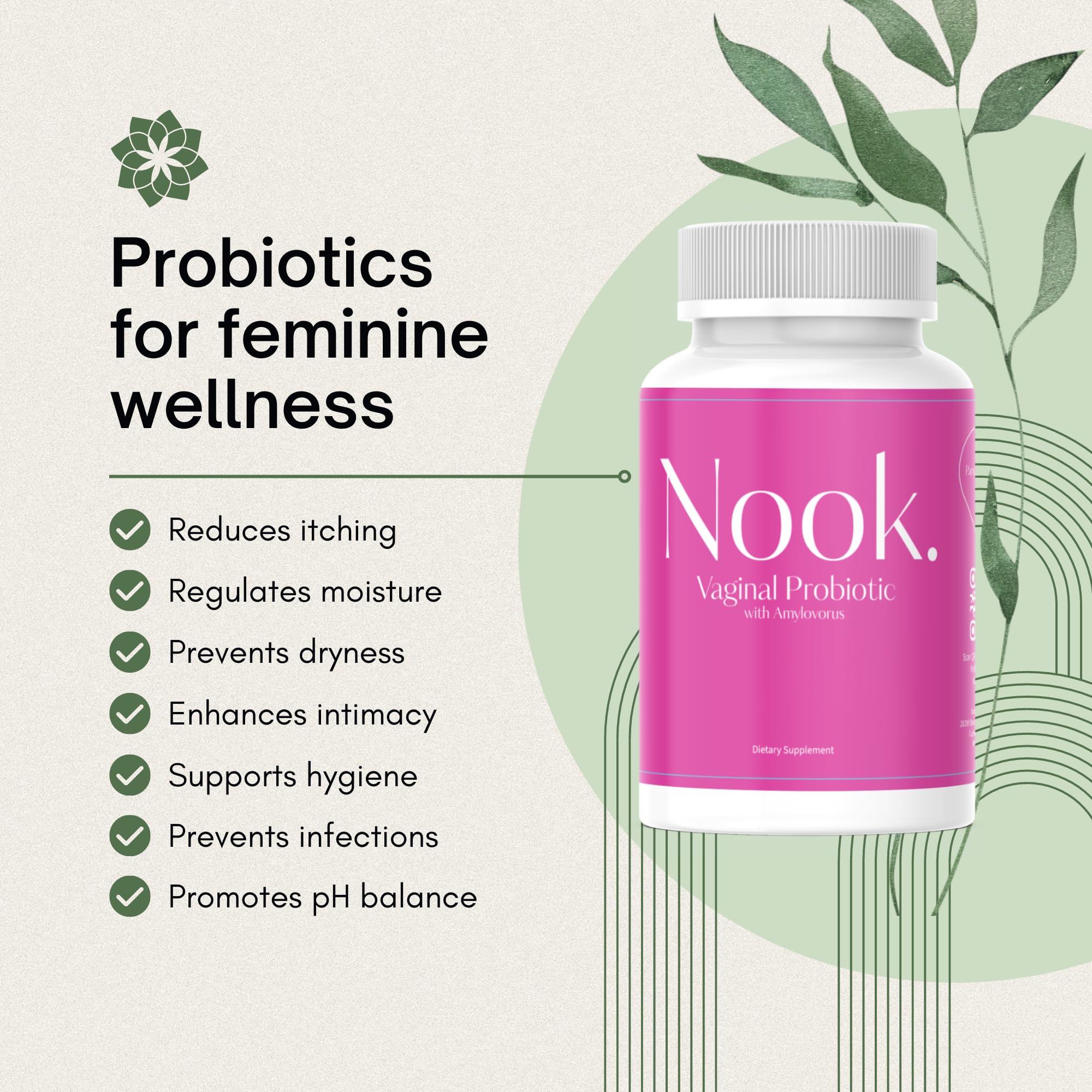 Nook Vaginal Probiotics for Women - pH Balance & Odor Control Feminine Health Supplements Nook