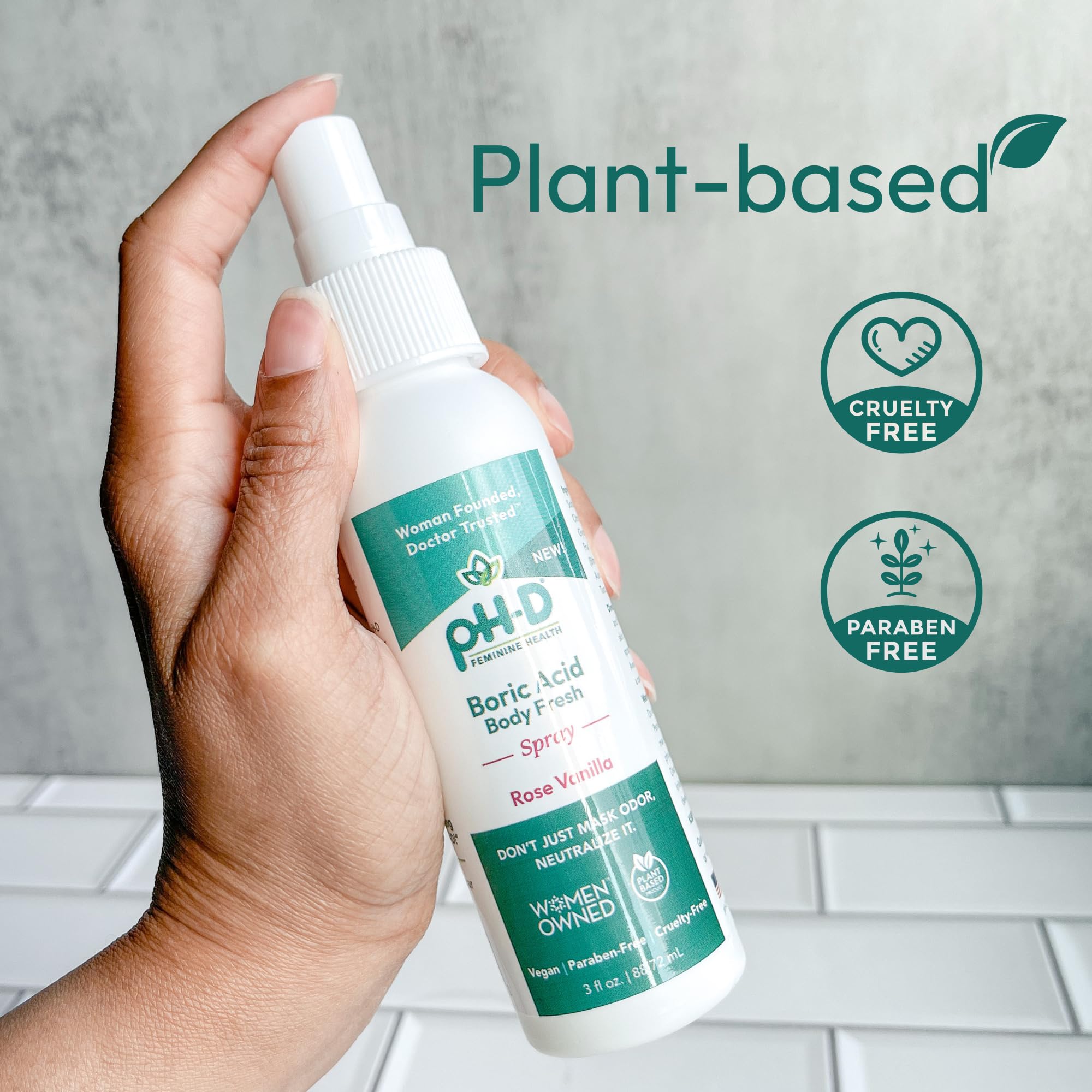 pH-D Feminine Health - Boric Acid Body Fresh Spray - Vegan, Paraben-Free, Plant Based pH-D Feminine Health Support