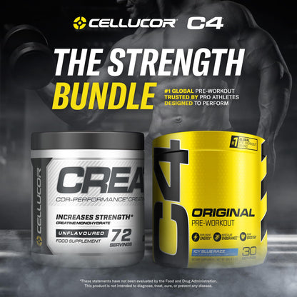 Cellucor Pre Workout & Creatine Bundle, C4 Original Pre Workout Powder, Icy Blue Razz