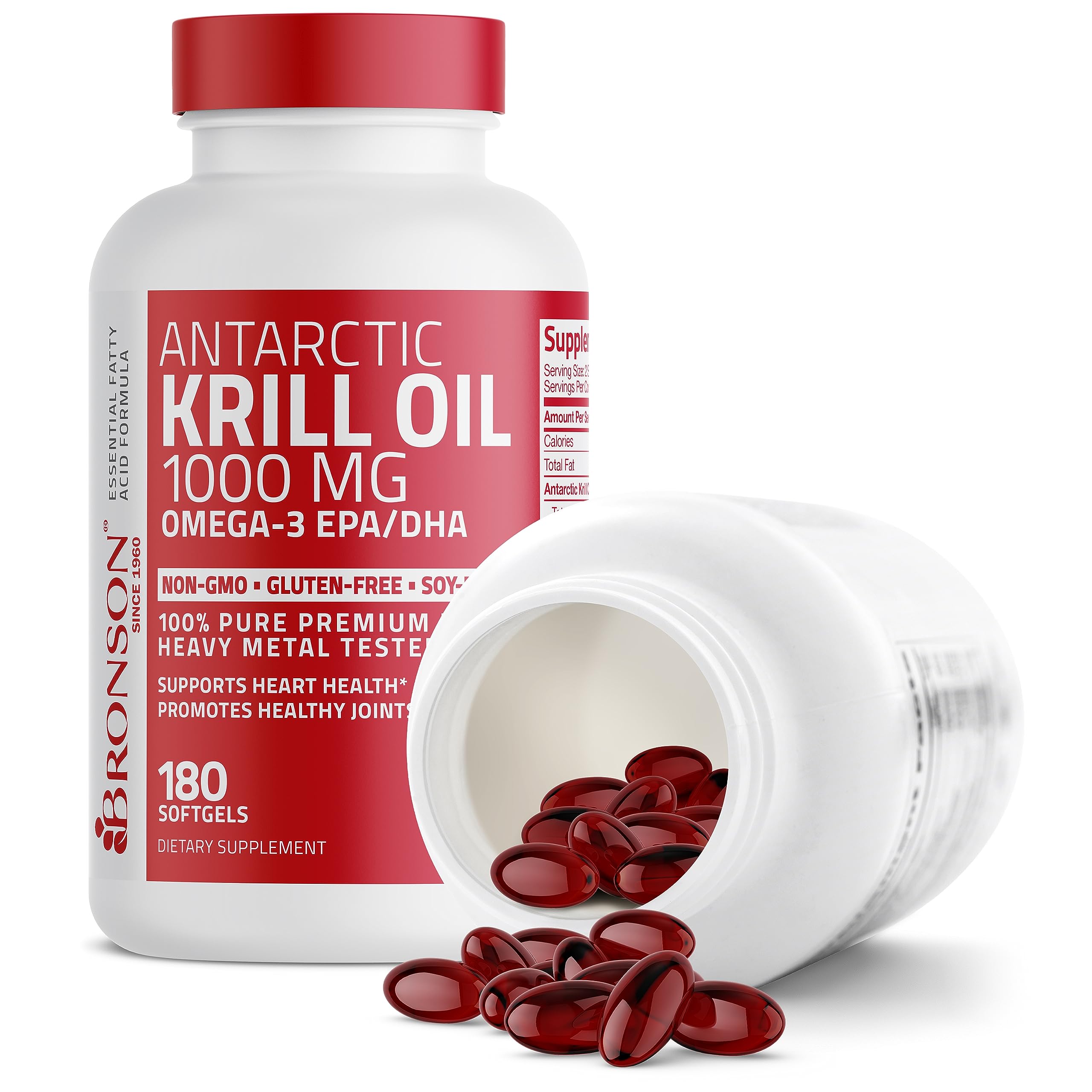 Bronson Antarctic Krill Oil 1000 mg with Omega-3s EPA, DHA, Astaxanthin and Phospholipid Bronson
