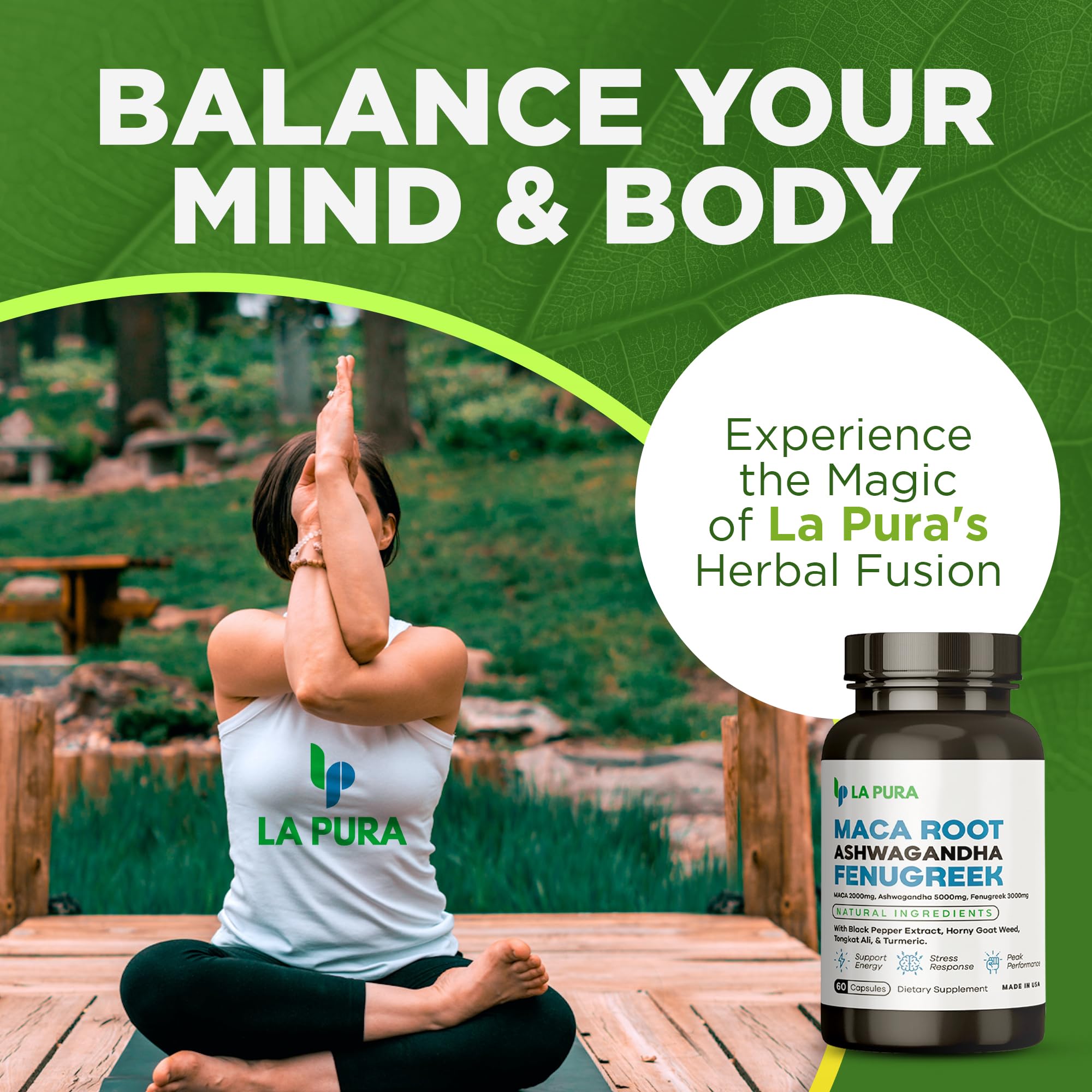 LaPura Ashwagandha 5000mg Maca Root 2000mg Fenugreek 3000mg Supplement
