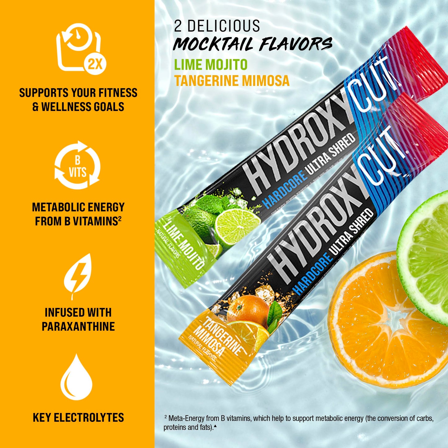 Hydroxycut Hardcore Ultra Shred Drink Sticks,Meta-Energy Drink Powder Metabolic Energy