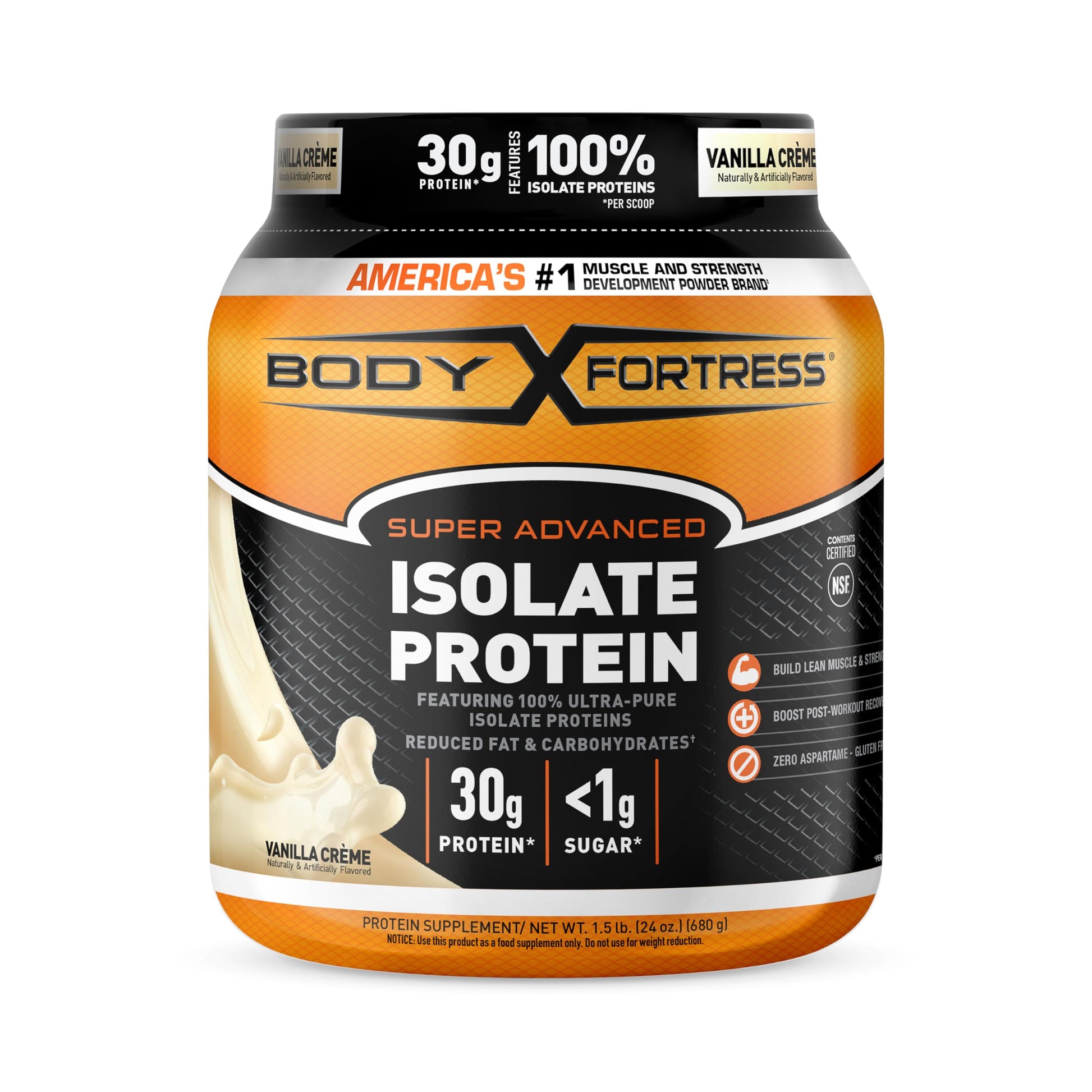 Body Fortress Super Advanced Isolate Protein Powder, Gluten Free, Vanilla Creme Flavored Body Fortress