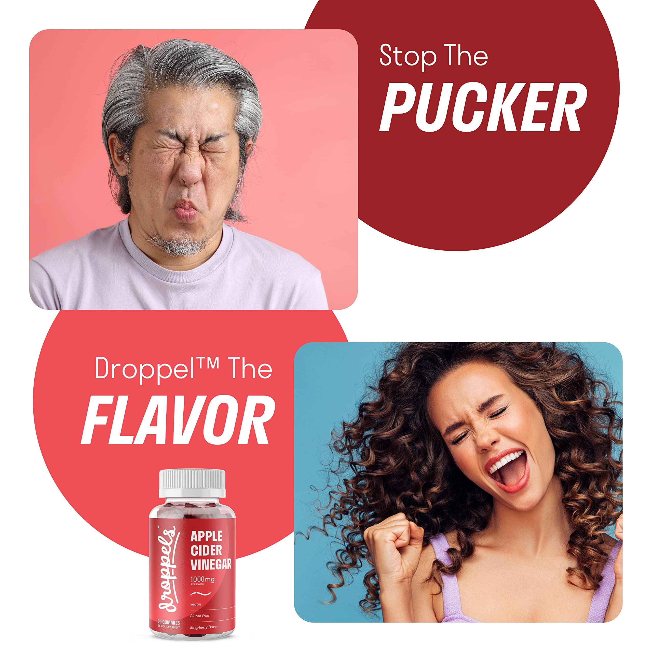 Droppels Apple Cider Vinegar Gummies 1000mg with Beet Root & Pomegranate - ACV Keto Droppels