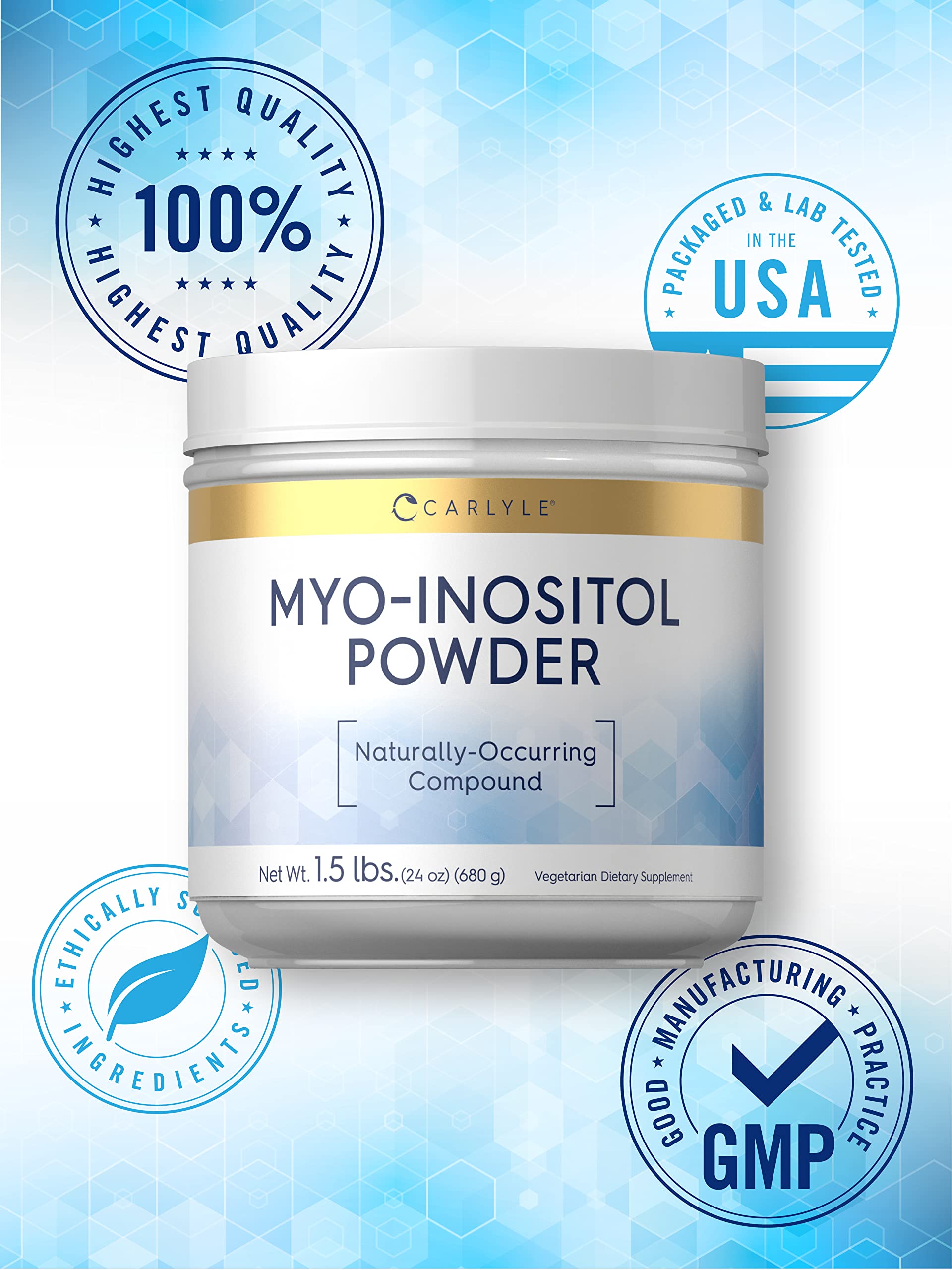 Carlyle Myo-Inositol Powder Supplement | 1.5 lbs | Naturally Occuring Compound Carlyle