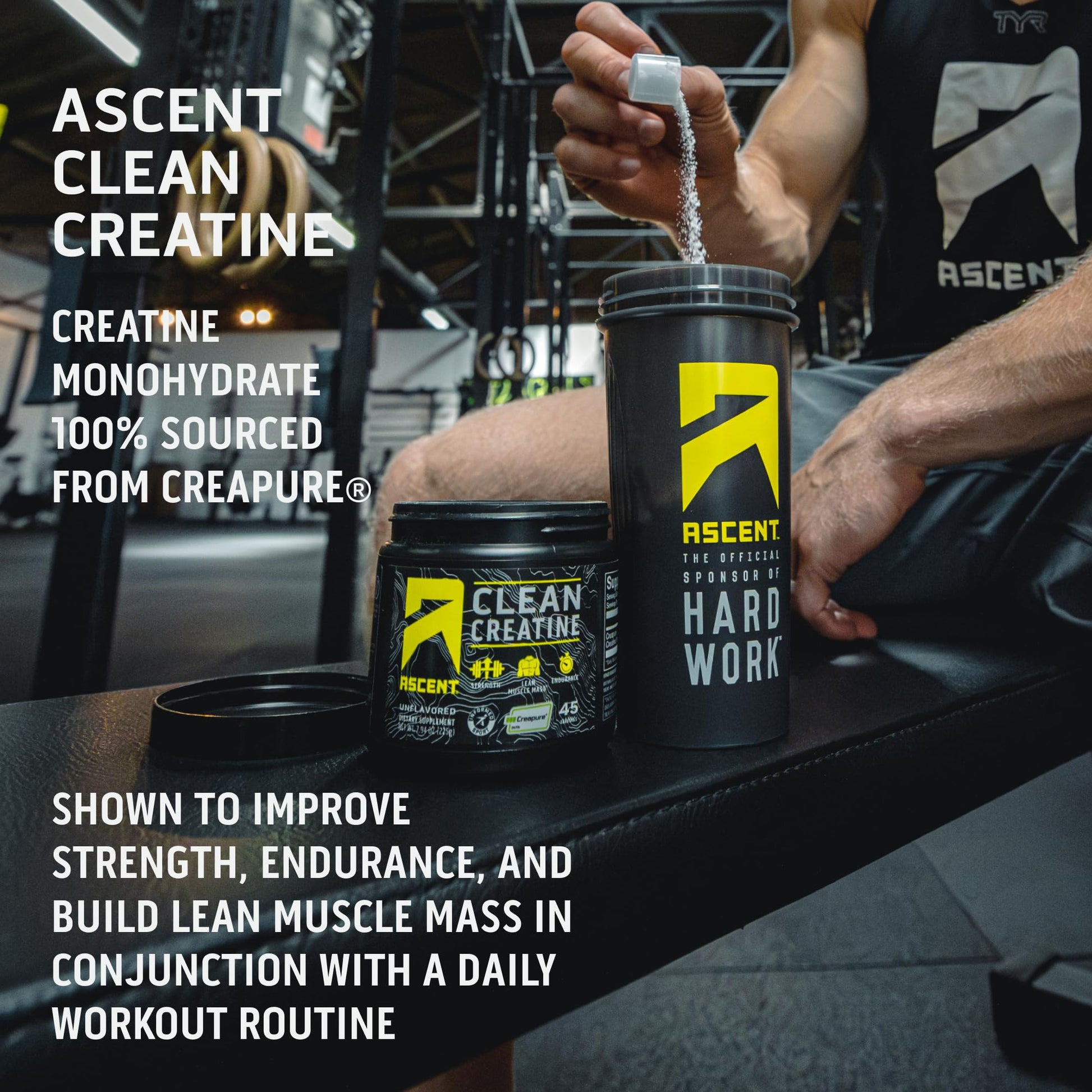 Ascent Clean Creatine Monohydrate Powder - 5G Per Serving, Creapure Creatine Supple Ascent