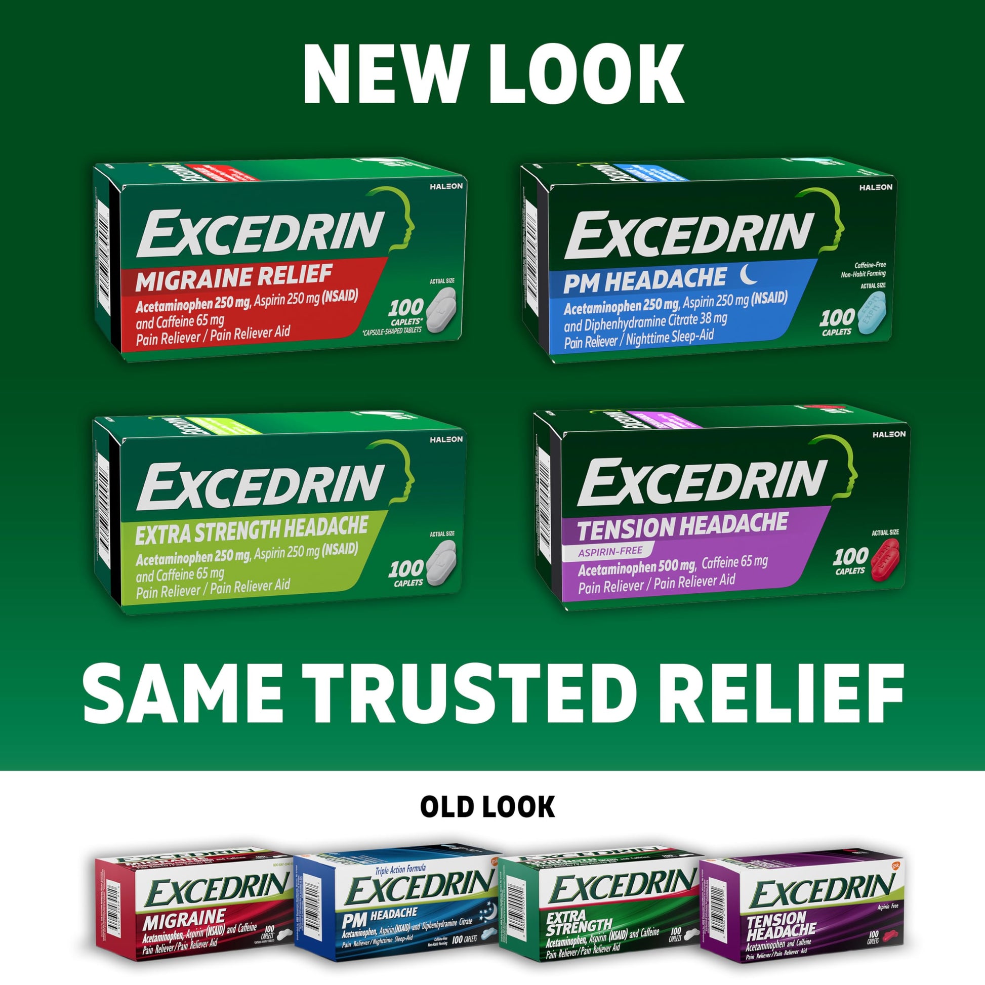 Excedrin Tension Headache Relief Caplets Without Aspirin for Head, Neck and Shoulder Pain Relief - 100 Count Excedrin