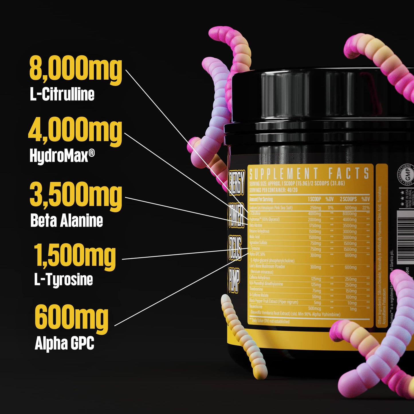 Huge Supplements Wrecked Pre-Workout, 30G+ Ingredients Per Serving to Boost Energy