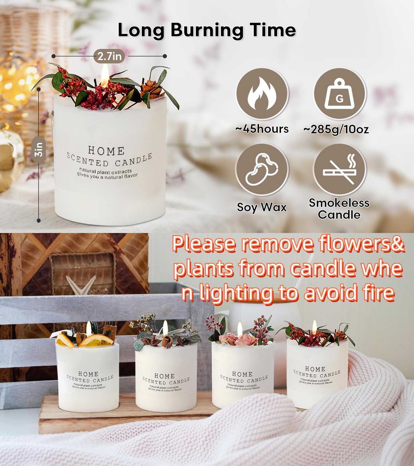 Candles Clearance | Eucalyptus & Orange Aromatherapy Candles | 10 oz Scented Candles