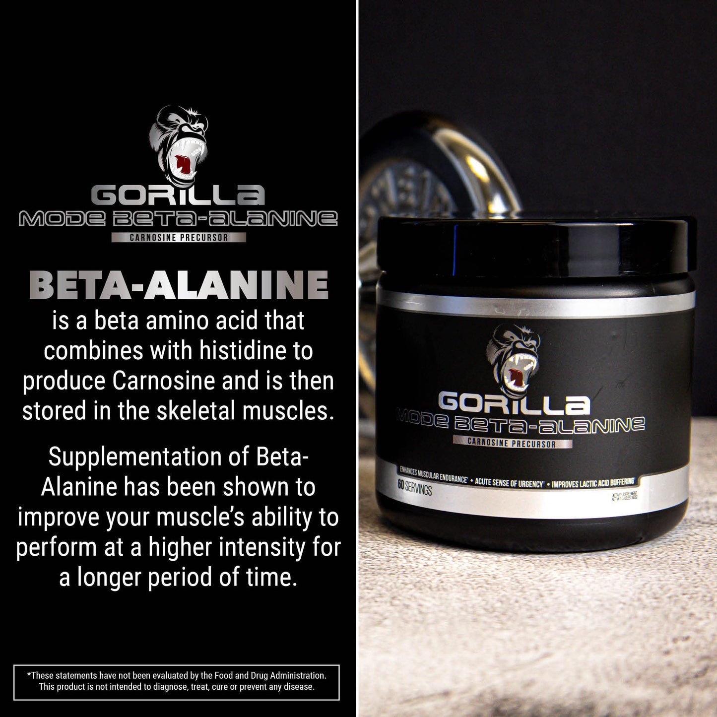 Gorilla Mode Beta-Alanine – Carnosine Precursor/Enhanced Muscular Endurance