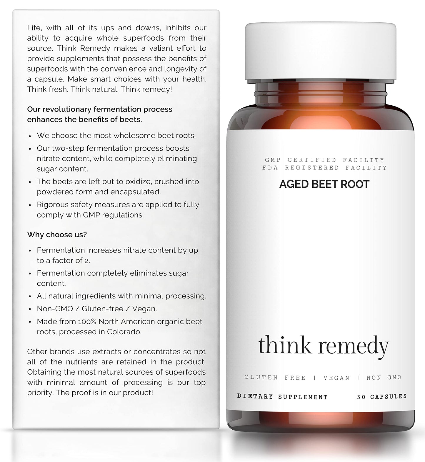 Think Remedy Aged Beet Root Capsules - Beet Pills for Stamina - Organic Beet Root Powder