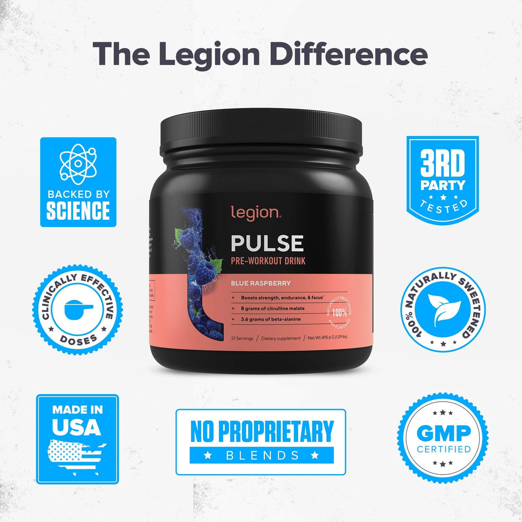 LEGION Pulse Pre Workout Supplement - All Natural Nitric Oxide Preworkout Drink