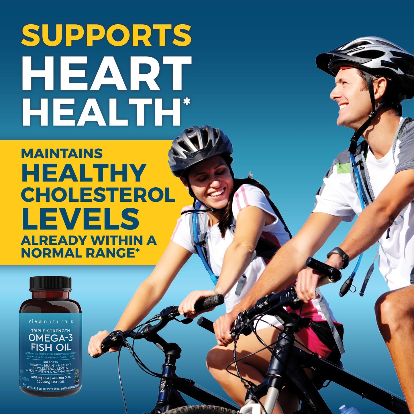 Viva Naturals Triple Strength Omega 3 Fish Oil Supplement - 2200 mg Wild Caught