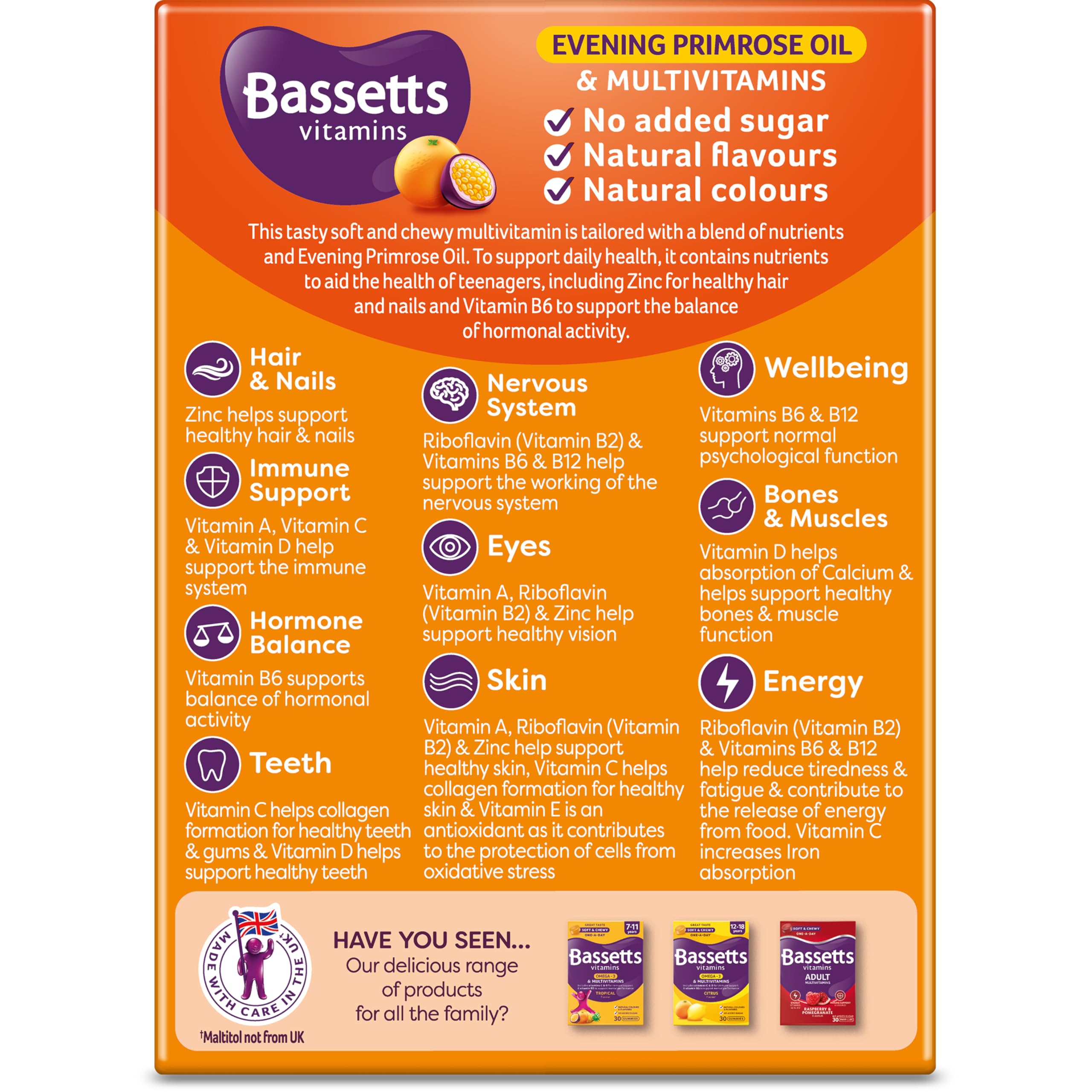Bassetts Vitamins 12-18 EPO Orange & Passion Fruit 30's, 94.2 g, Orange and passionfruit Bassetts Vitamins