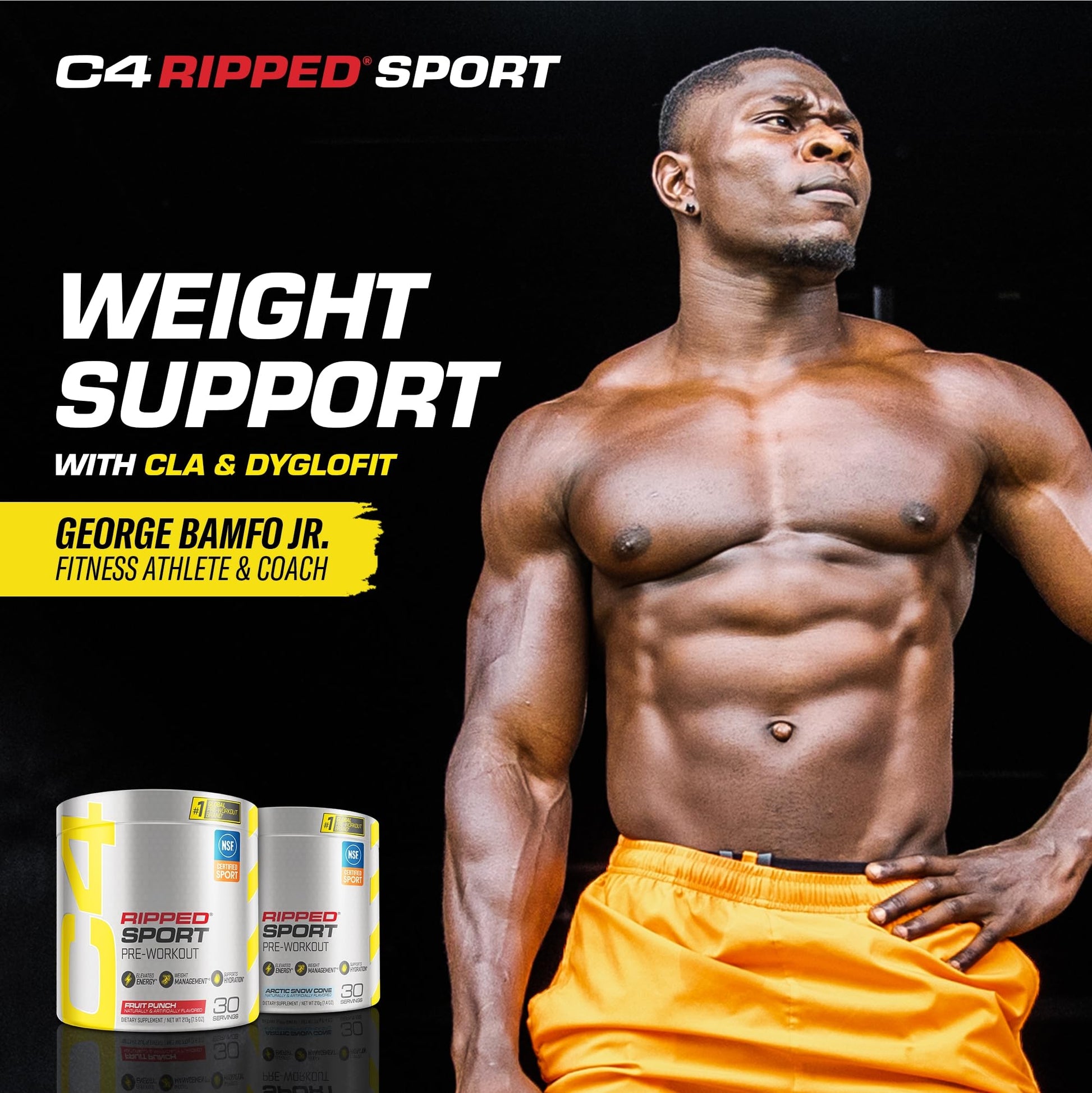 C4 Ripped Sport Pre Workout Powder Fruit Punch - NSF Certified for Sport + Sugar Free Cellucor