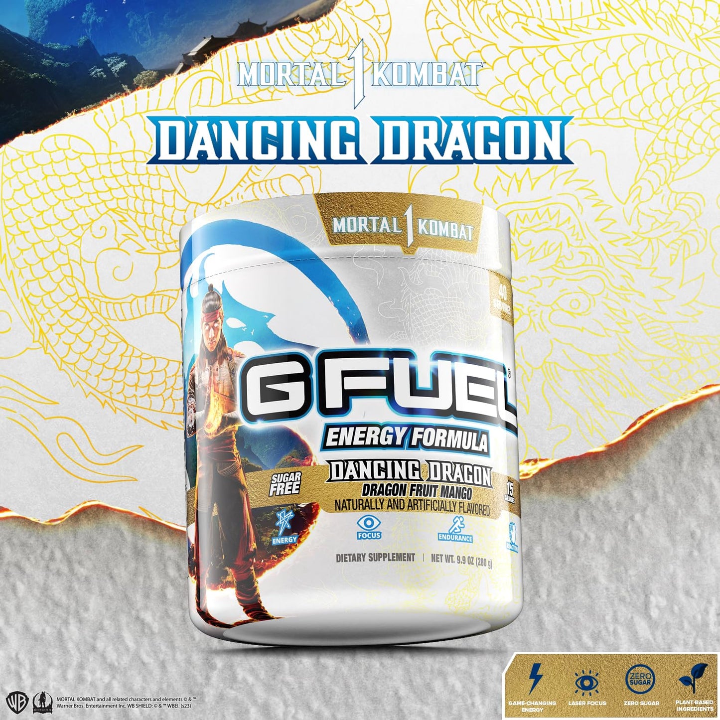 G fuel Mortal Kombat Dancing Dragon Energy Powder, Sugar Free, Clean Caffeine Focus