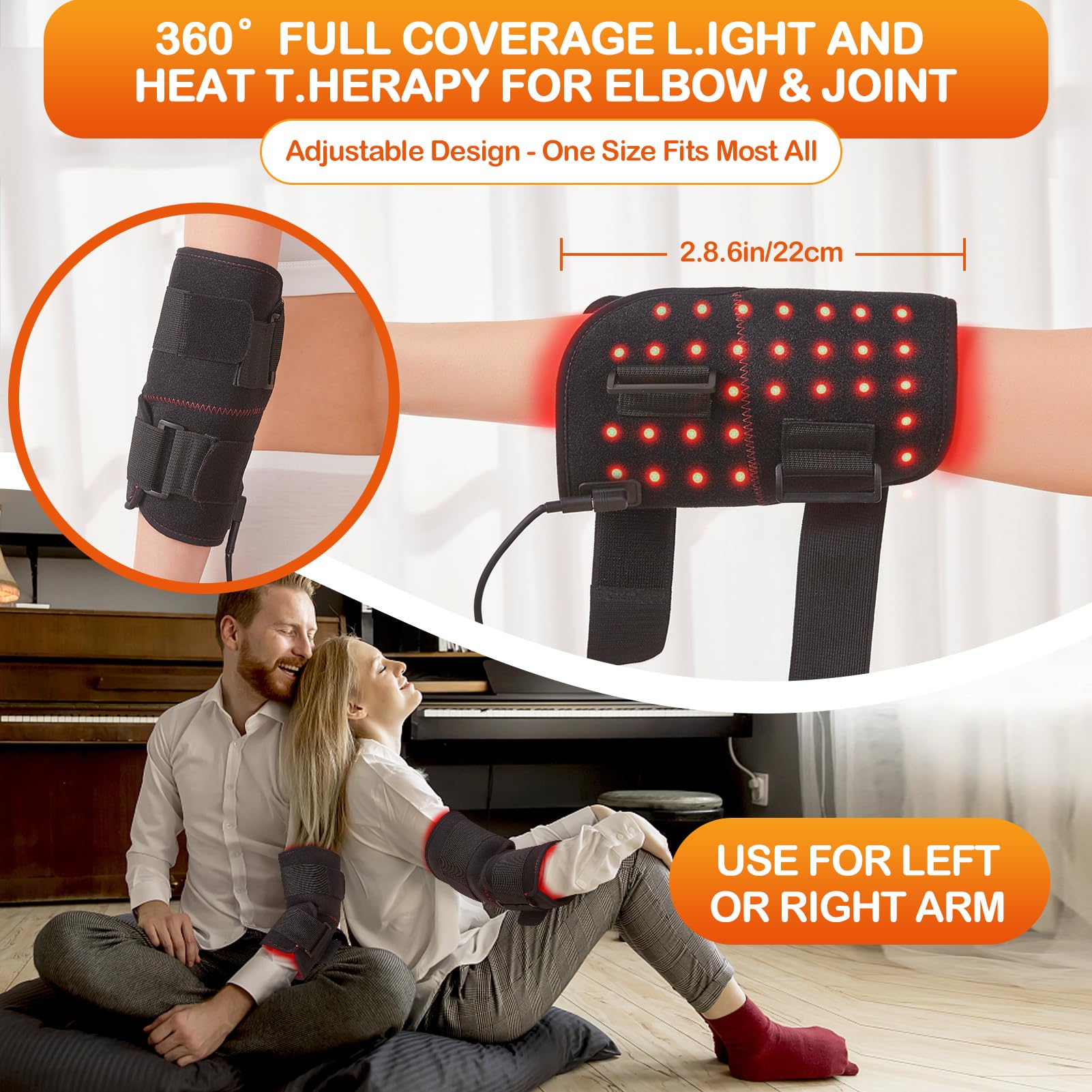 JOBYNA Red and I.nfrared L.ight T.herapy for Elbow Wrap, 850nm Near I.nfrared L.ight & 660nm JOBYNA