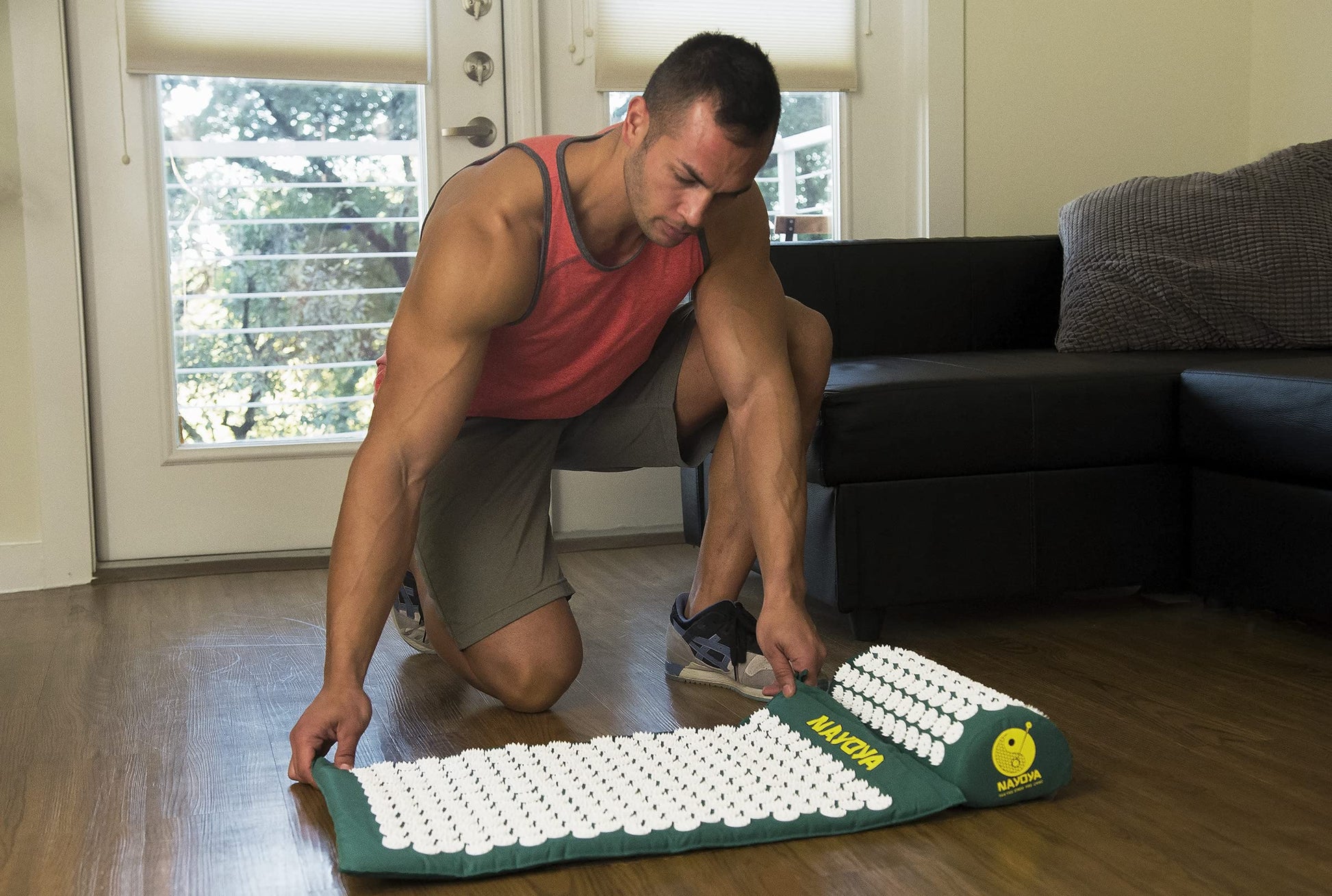 NAYOYA Neck and Back Pain Relief - Acupressure Mat and Neck Pillow Set - Relieves Stress and Sciatic Pain NAYOYA