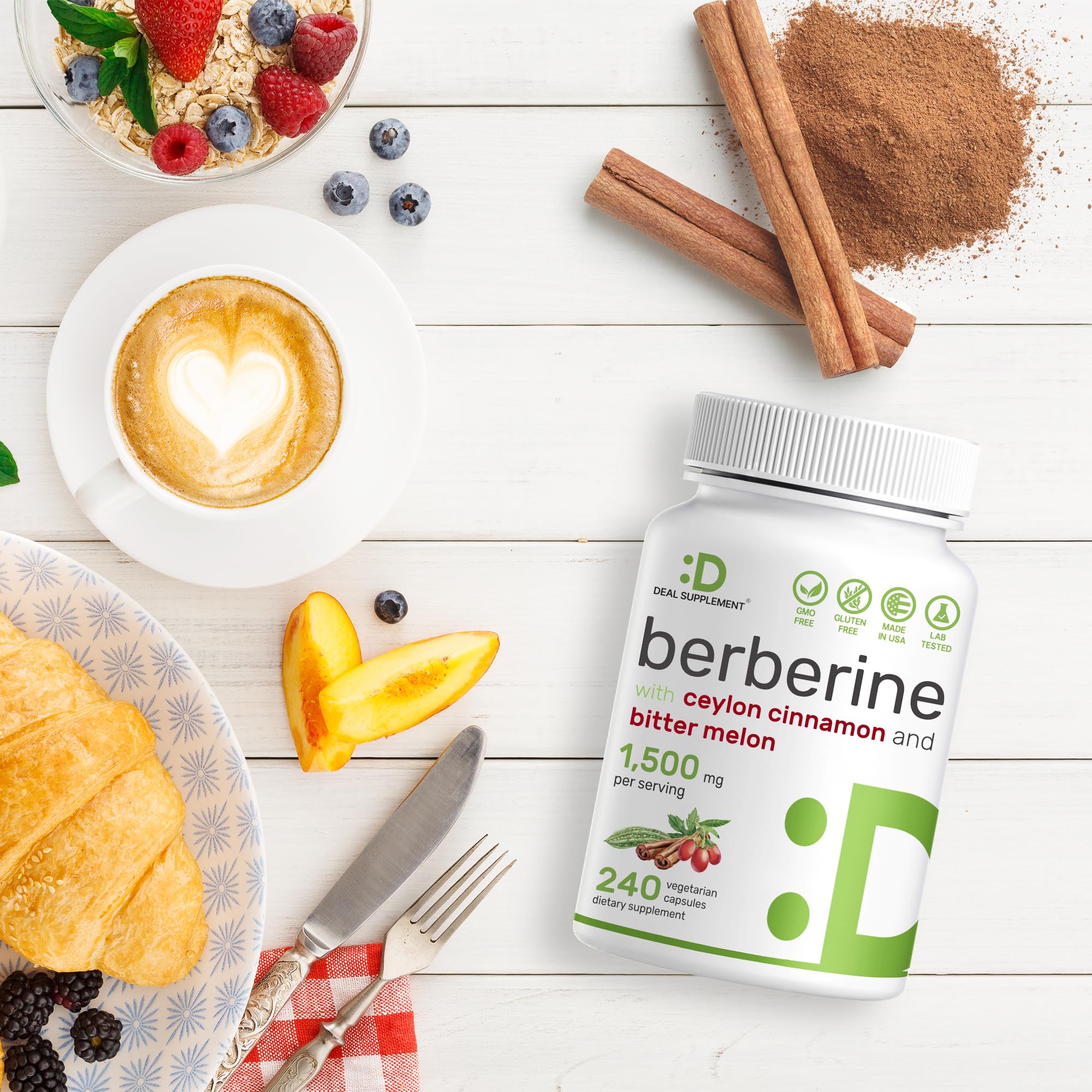 Berberine Supplement 500mg Per Capsule (1500mg Per Serving) | 240 Veggie Capsules DEAL SUPPLEMENT
