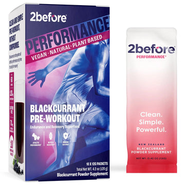 2before Blackcurrant I All Natural Vegan Pre Workout, with 120mg Caffeine I Clean Energy