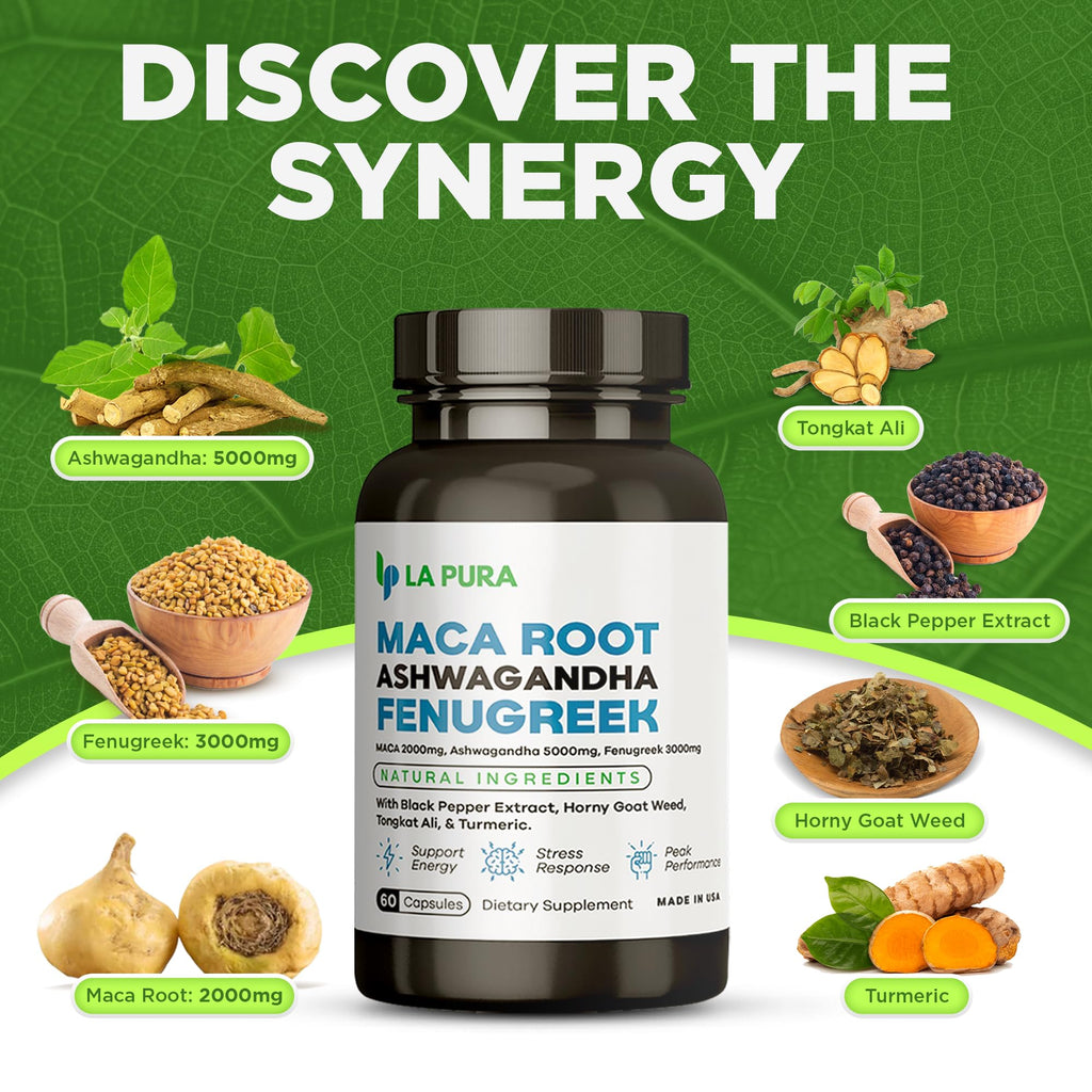 LaPura Ashwagandha 5000mg Maca Root 2000mg Fenugreek 3000mg Supplement