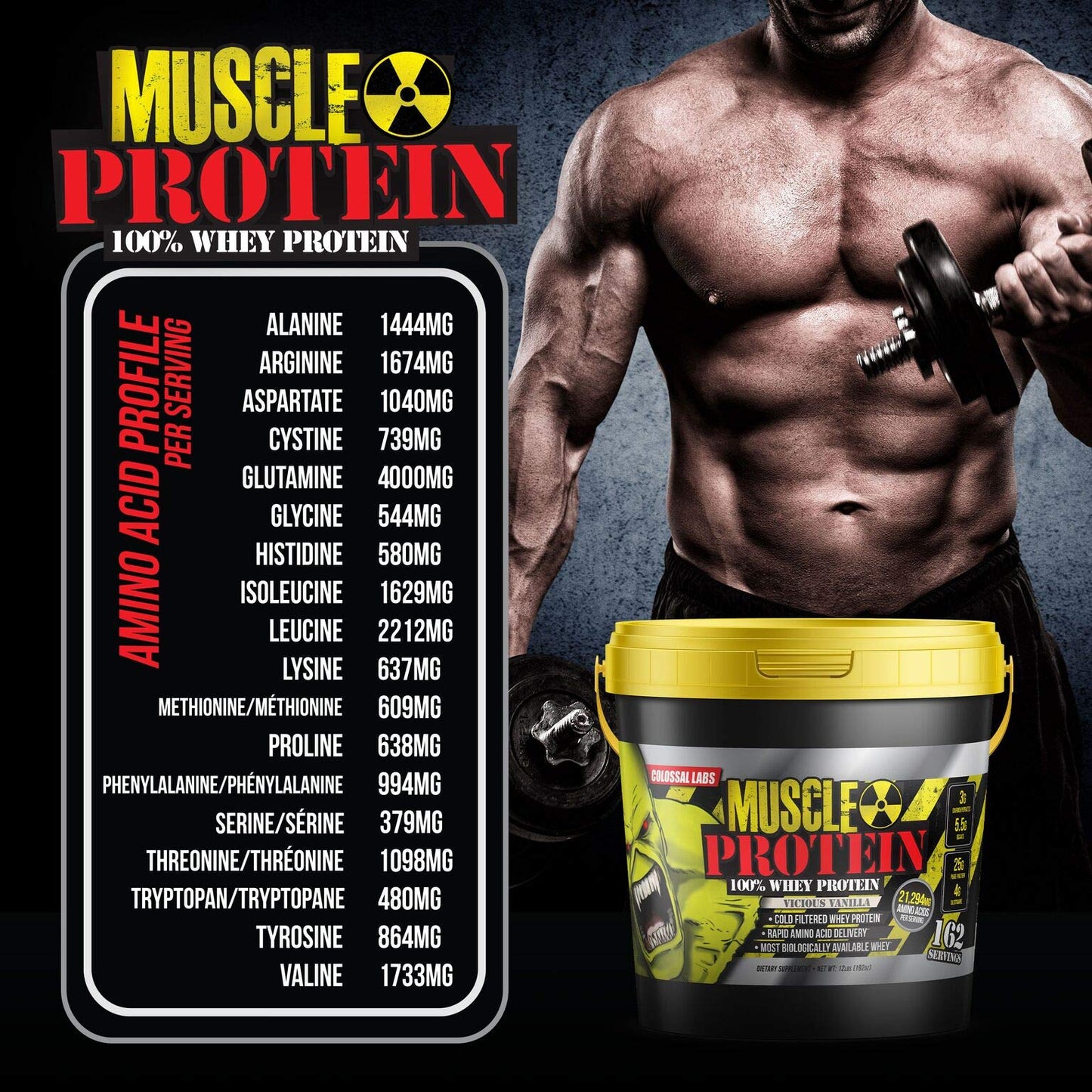 COLOSSAL LABS Muscle Protein Whey Powder [12 lbs/Pack of 1]–Chocolate Protein