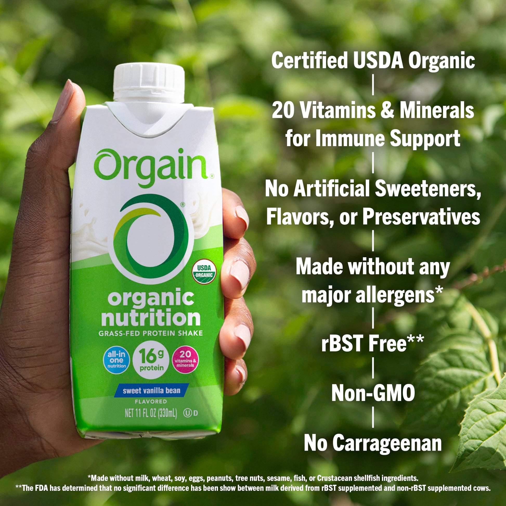Orgain Organic Nutritional Protein Shake, Vanilla Bean - 16g Grass Fed Whey Protein Orgain