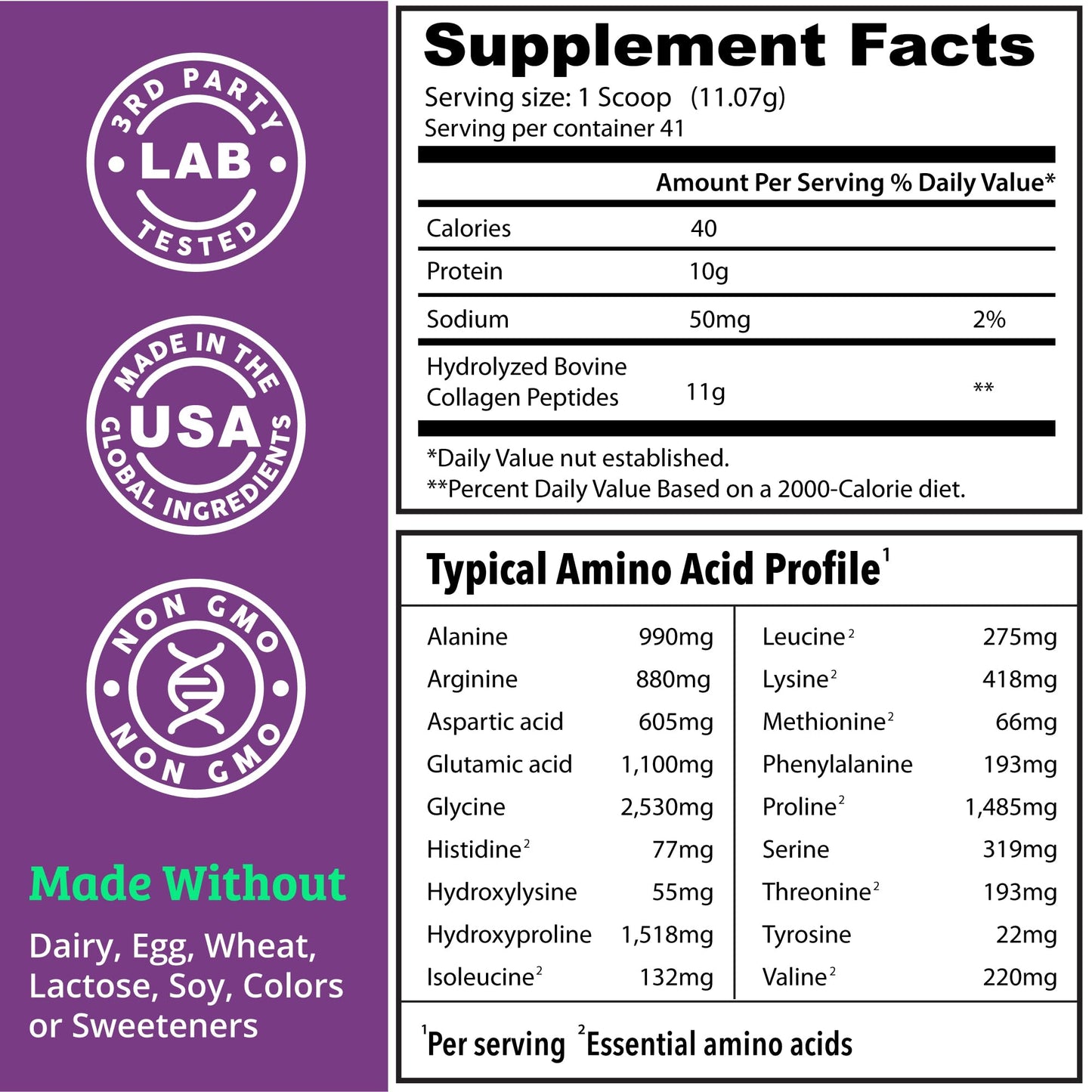 Collagen Protein Powder. Grass Fed Collagen Powder for Women & Men. Hydrolyzed