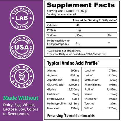 Collagen Protein Powder. Grass Fed Collagen Powder for Women & Men. Hydrolyzed