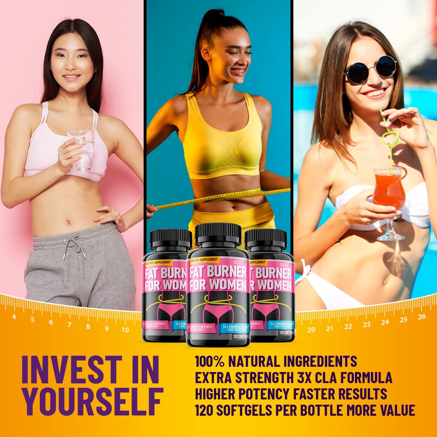 Helix Heal Belly Fat Burner for Women - Lose Stomach Fat w/Softgel Diet Pills for Weight Loss