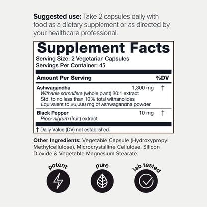 Toniiq 26,000mg 20x Concentrated Extract - 10% Withanolides - Ultra High Strength