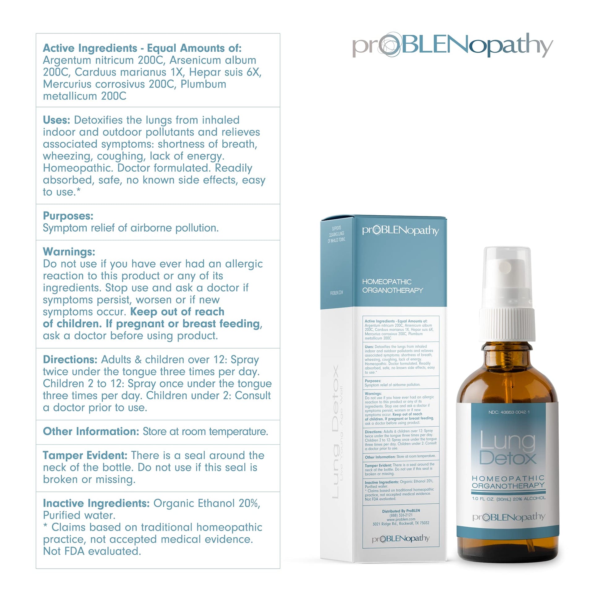 proBLENopathy Lung Support Oral Spray 30-Day Supply - Respiratory Protection & Toxin Removal proBLENopathy