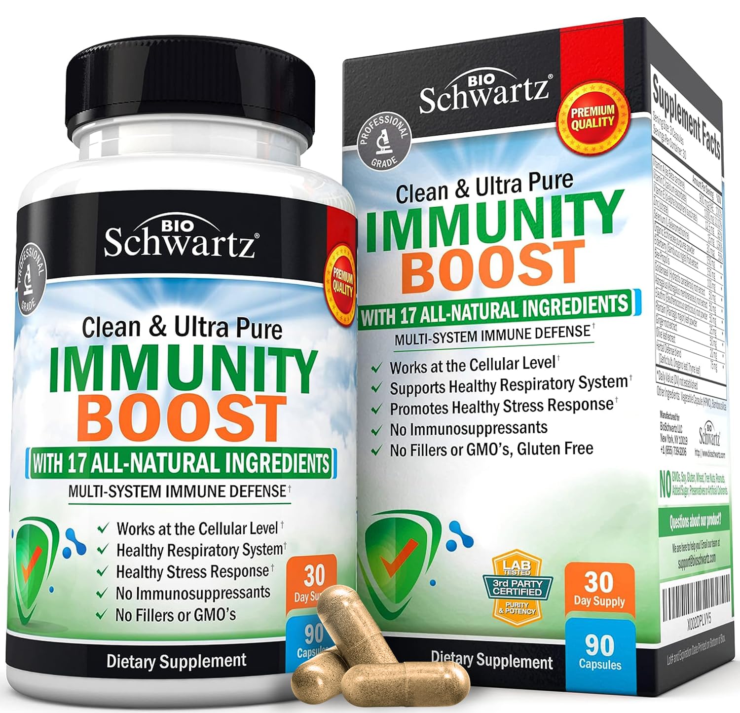 Immune Support Supplement with Vitamin C 1000mg Zinc Elderberry Extract Ginger 